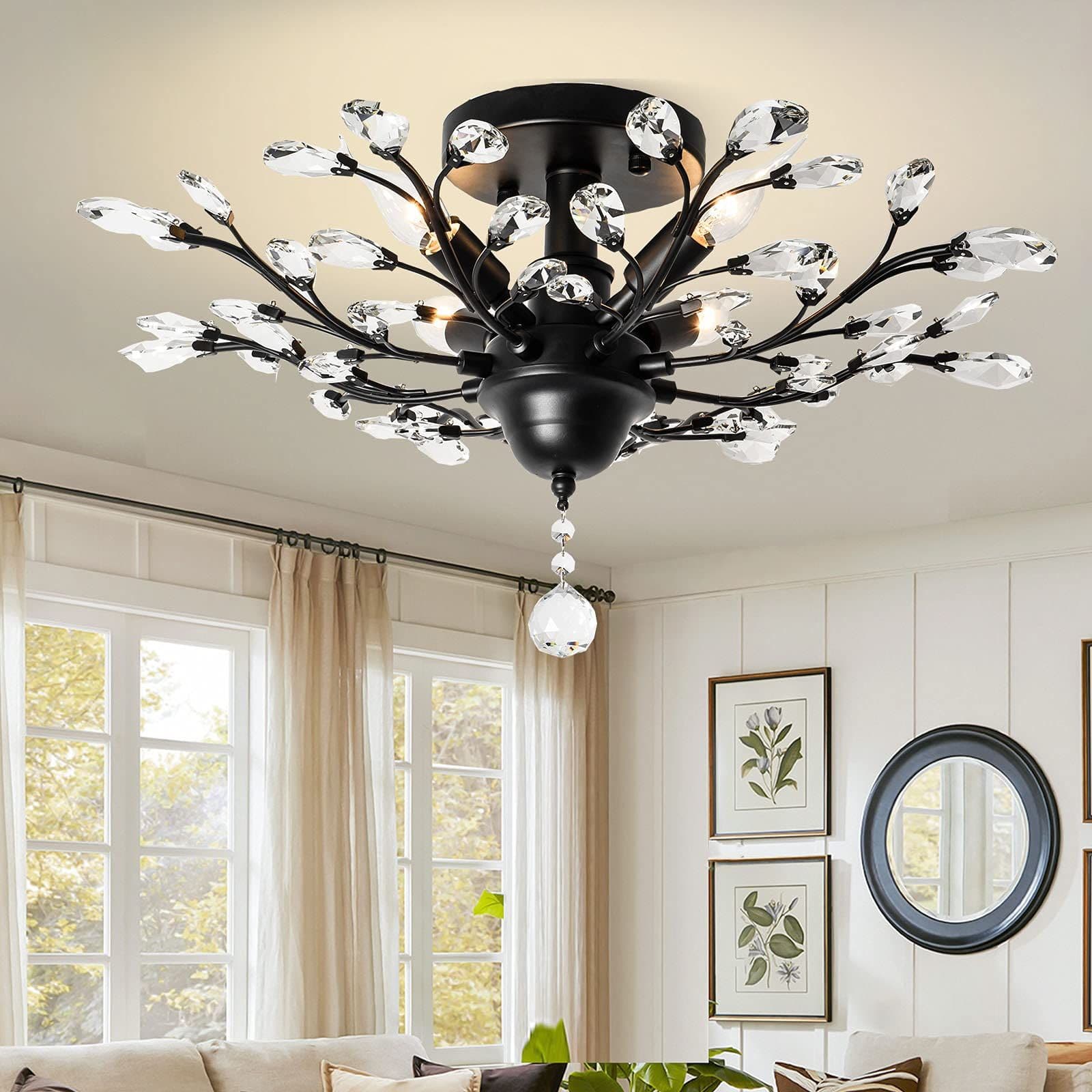 4 Light Vintage K9 Crystal Chandelier Living Room Kitchen Porch