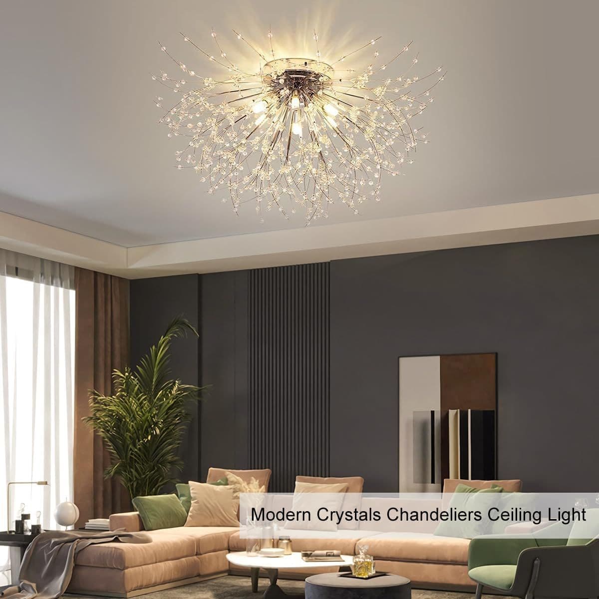 6 Lights Crystal Burst Chandelier