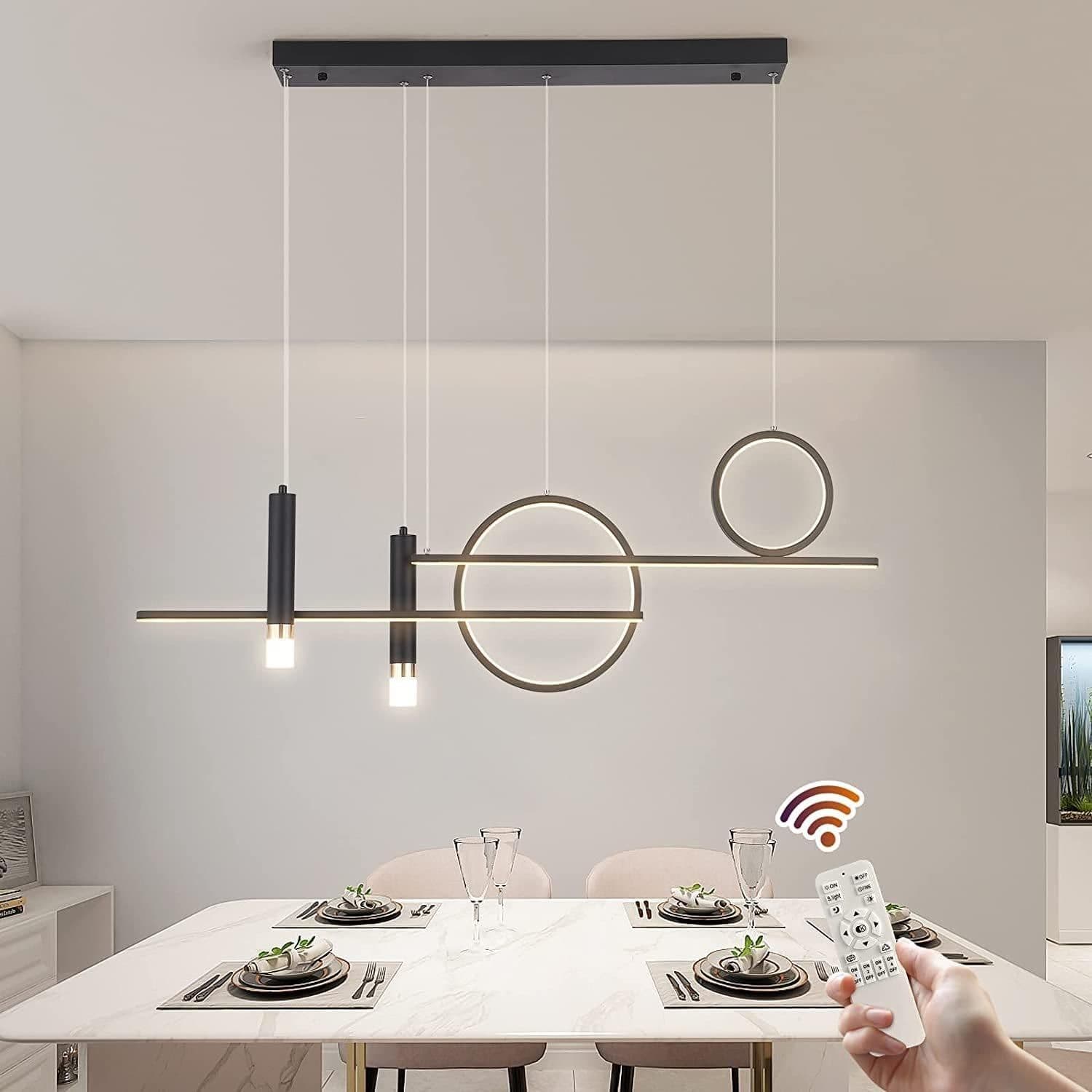 50w Modern Dimmable Dining Table Pendant Light Remote Control