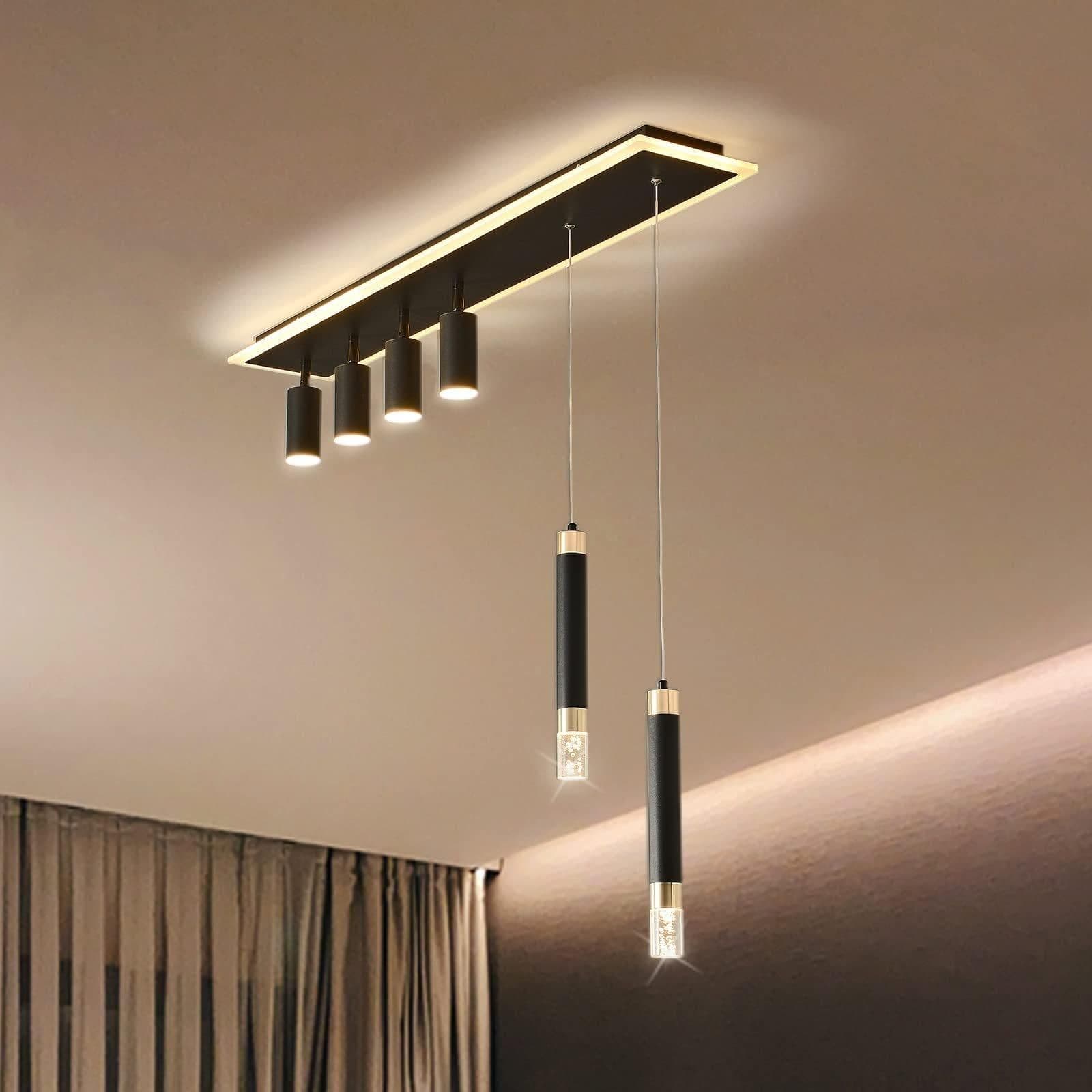 6 Light Dimmable LED Linear Pendant Light Remote