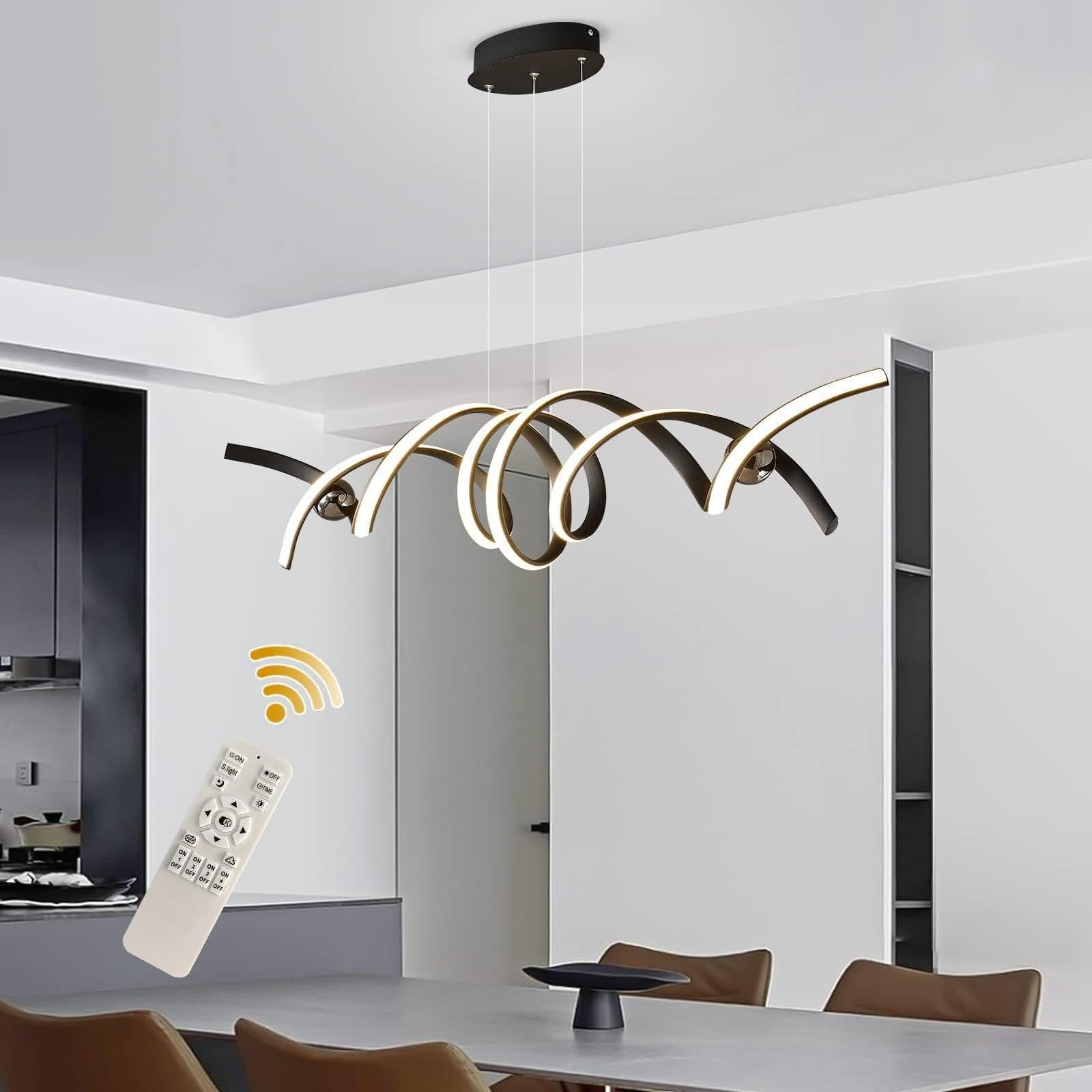 Modern Dimmable Spiral Pendant Light Remote Control