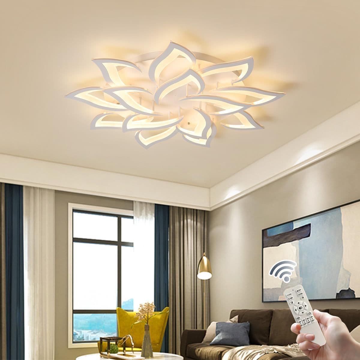 Dimmable Flush Mount Ceiling Light Remote Control