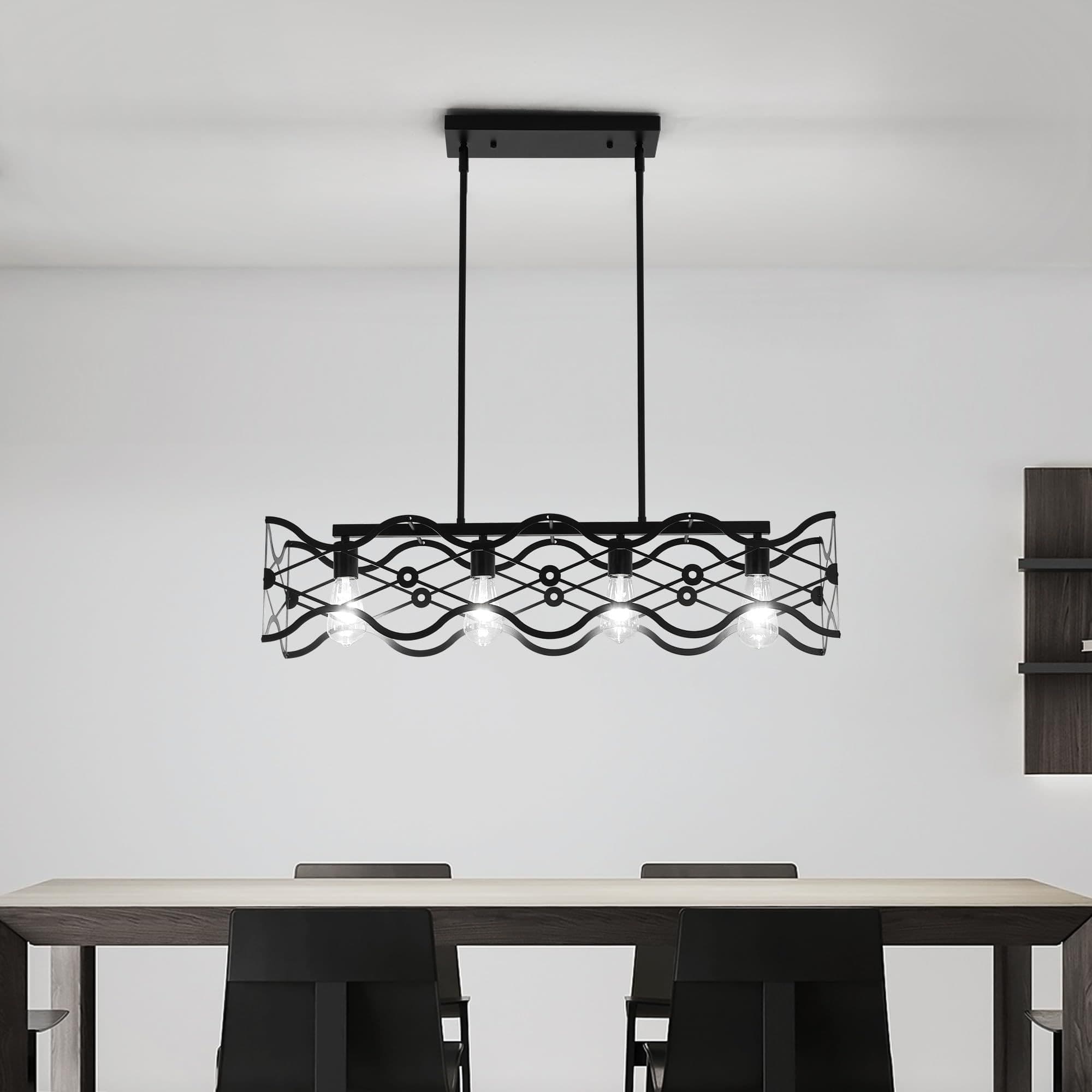 4 Lights 60W Curved Long Industrial Lantern Ceiling Lamp