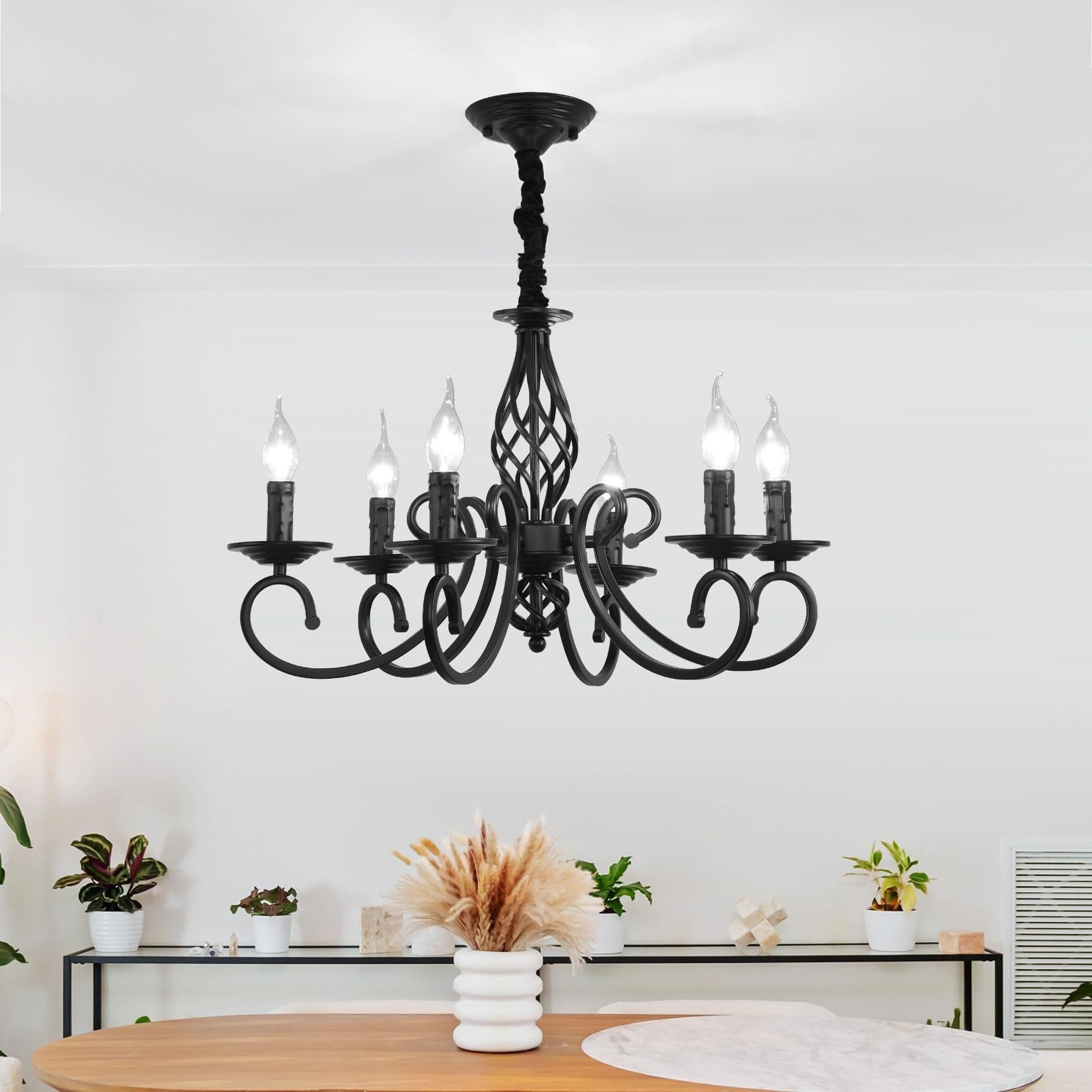 6 Light French Country Vintage Chandelier Metal Antique Pendant Light