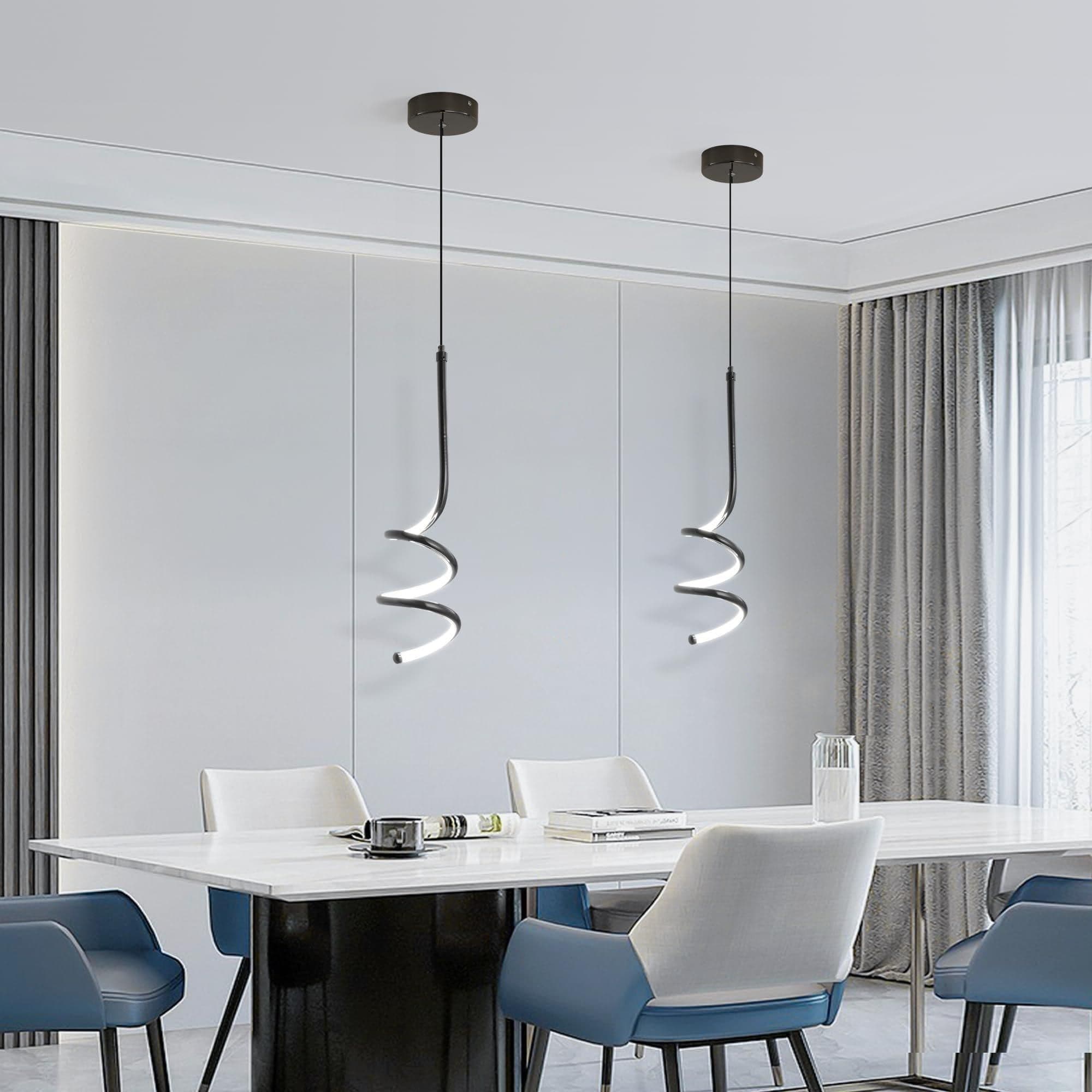 Modern Spiral Height Adjustable Pendant Light