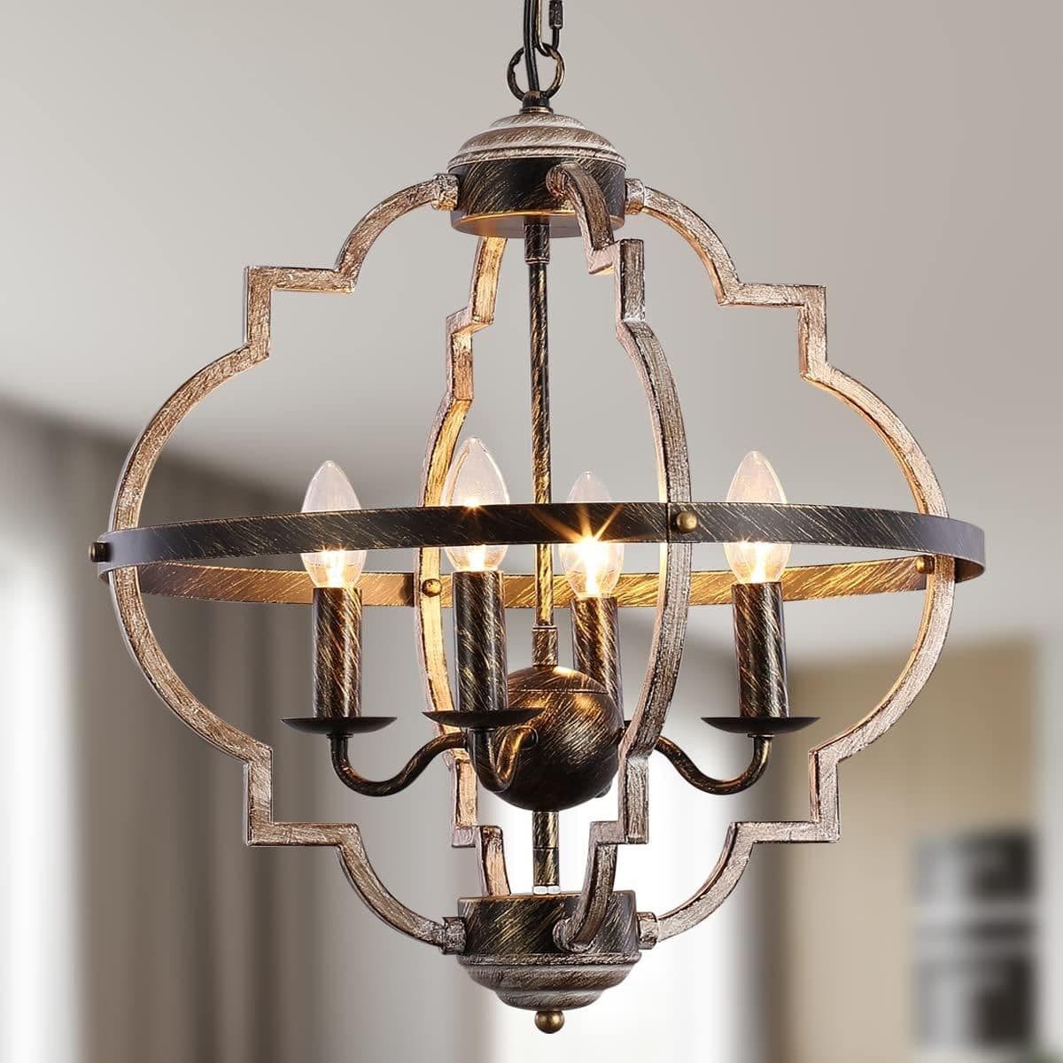 4 Light Farmhouse Orb Metal Pendant Light