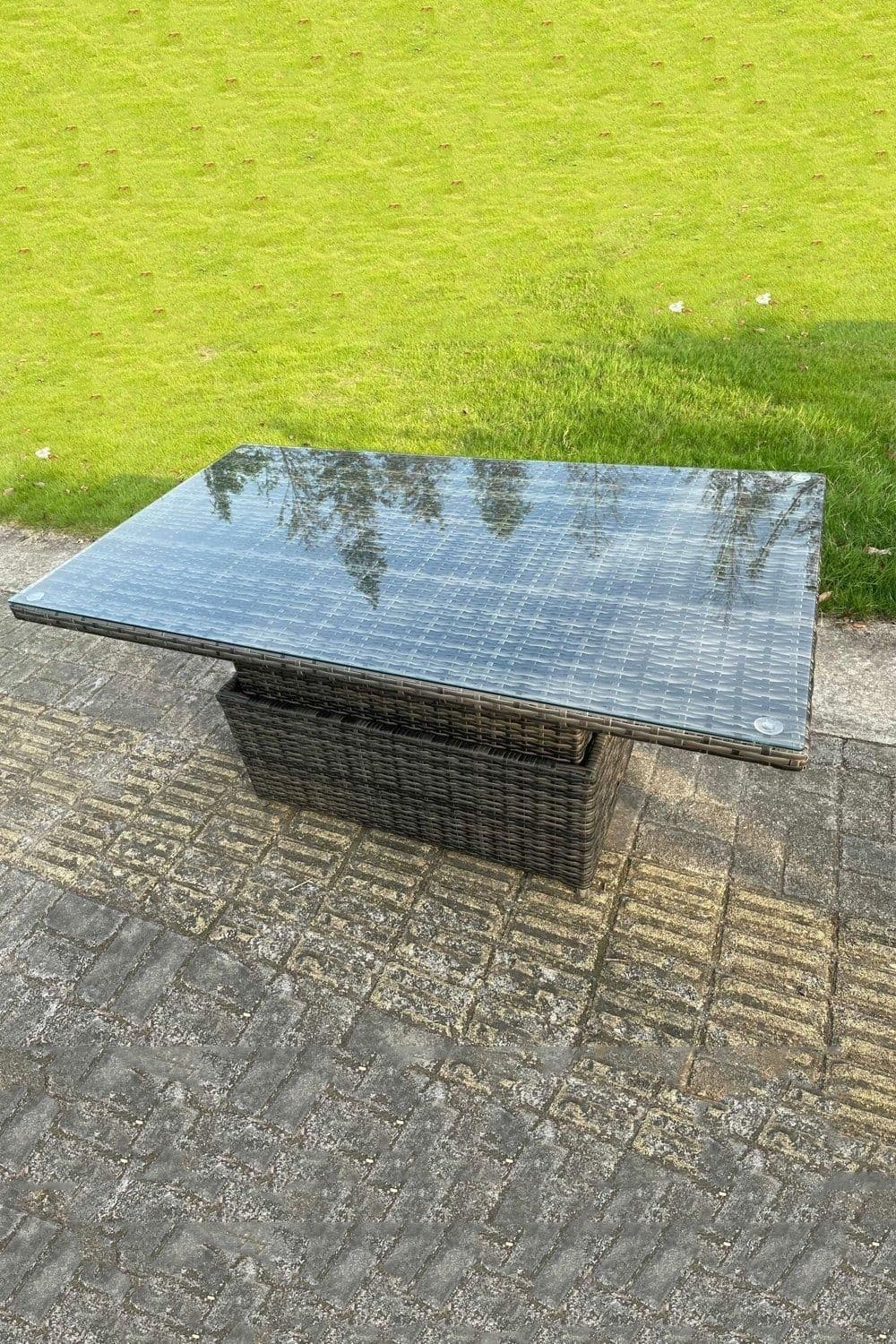PE Wicker Rattan Garden Furniture Lifting Adjustable Rising Dining or Coffee Table