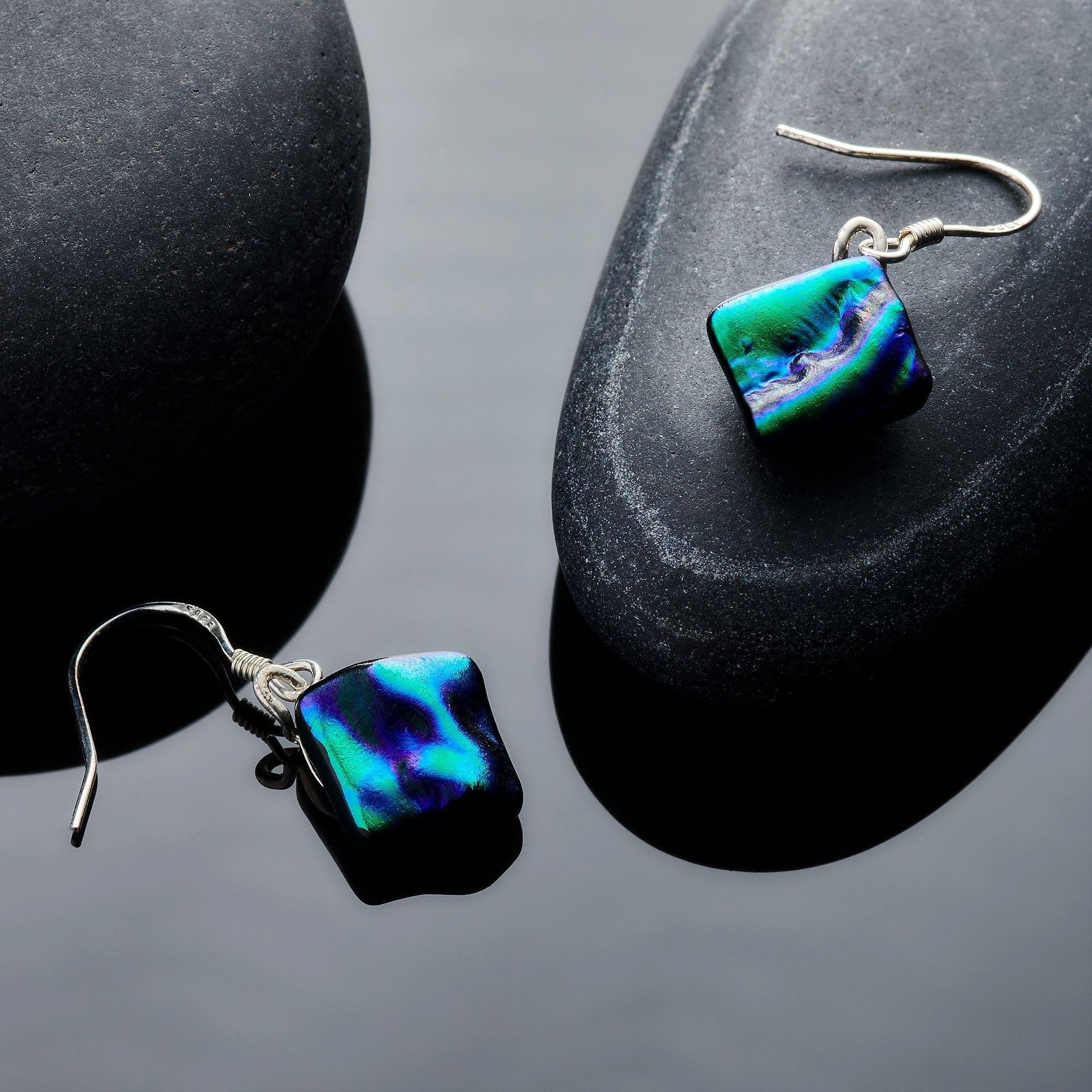 Dichroic Jewellery Earrings Midnight Blue & Dark Green