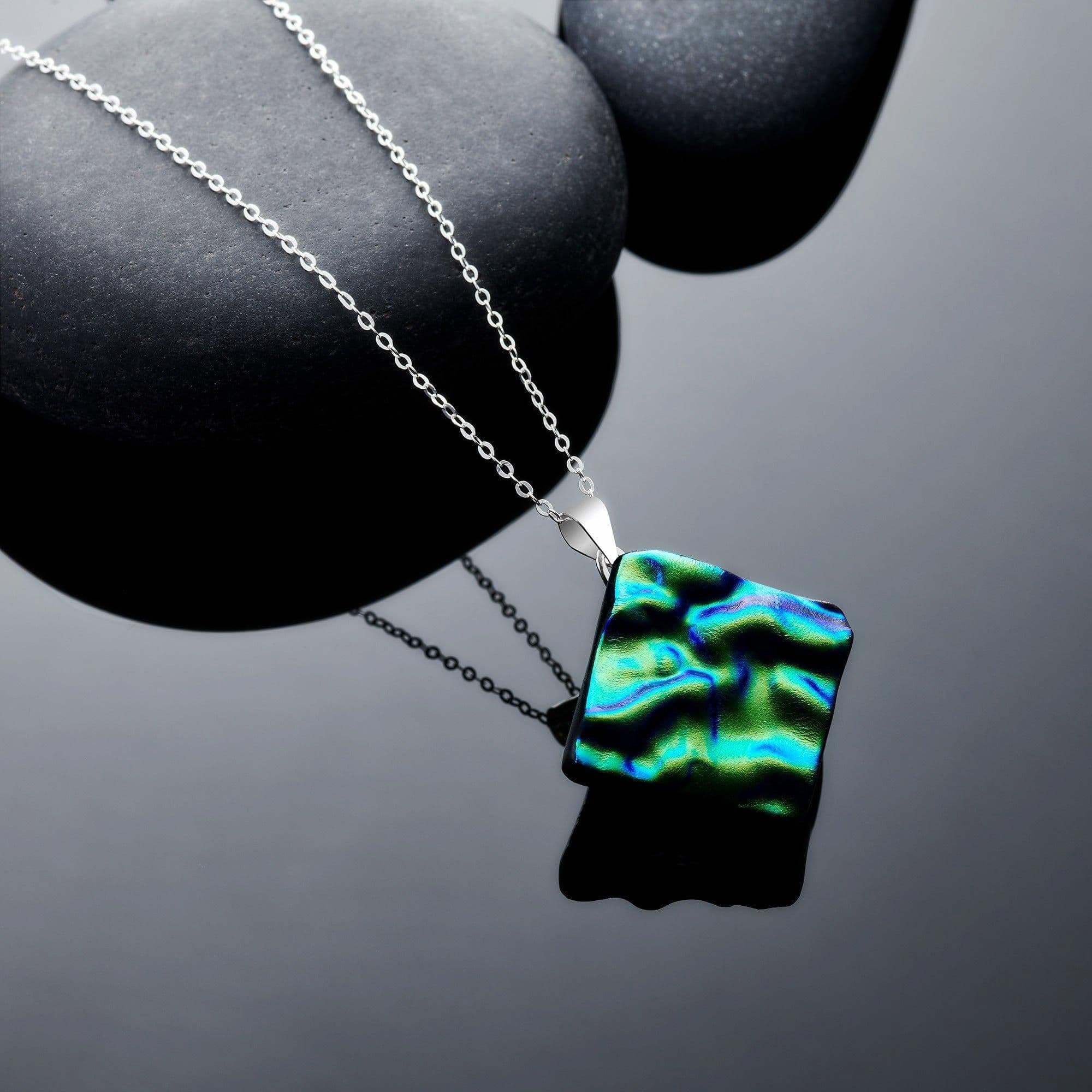 Dichroic Jewellery Necklace Light Green & Turquoise Blue