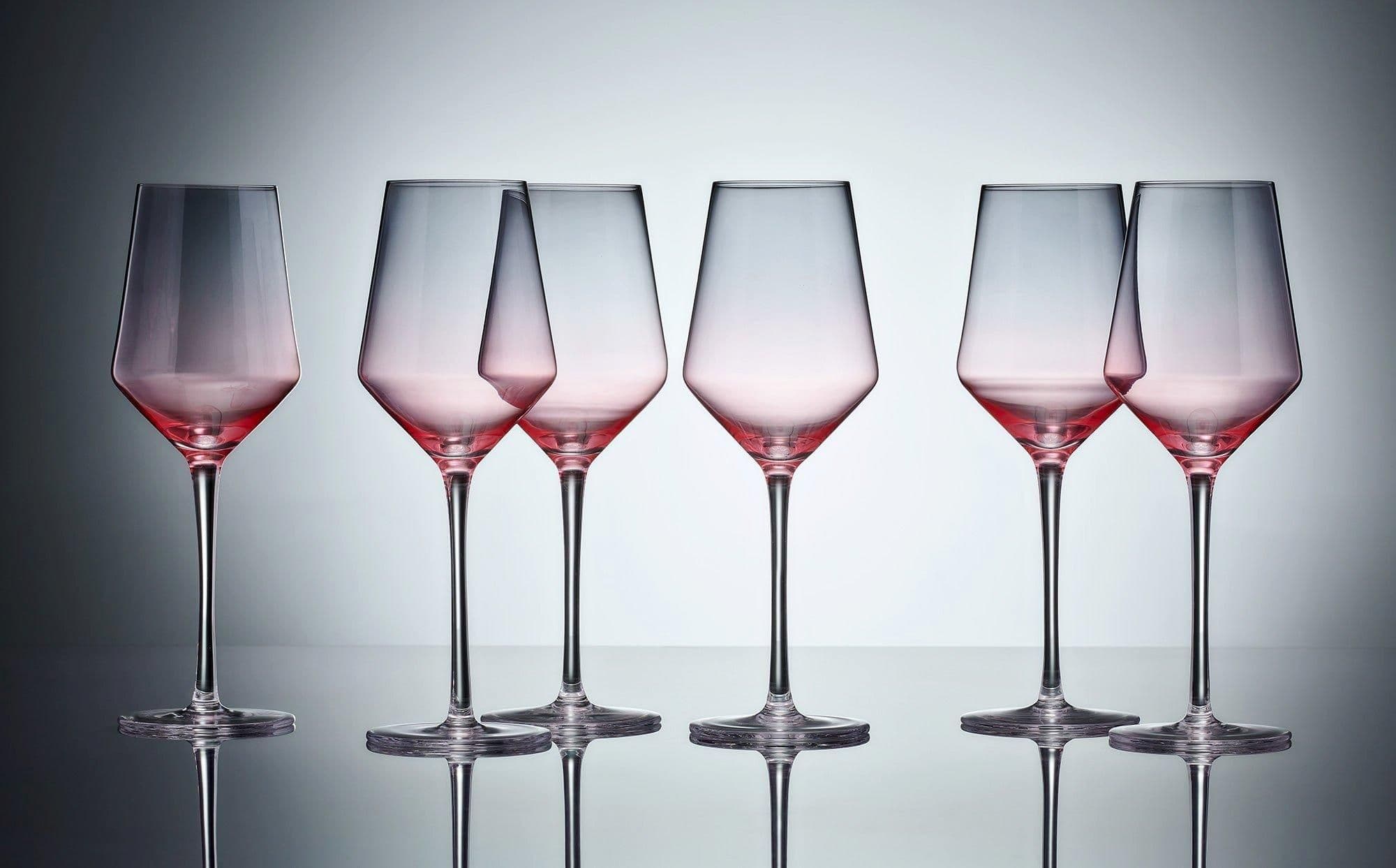 Set 6 Wine Glasses Ombre Design & Grey