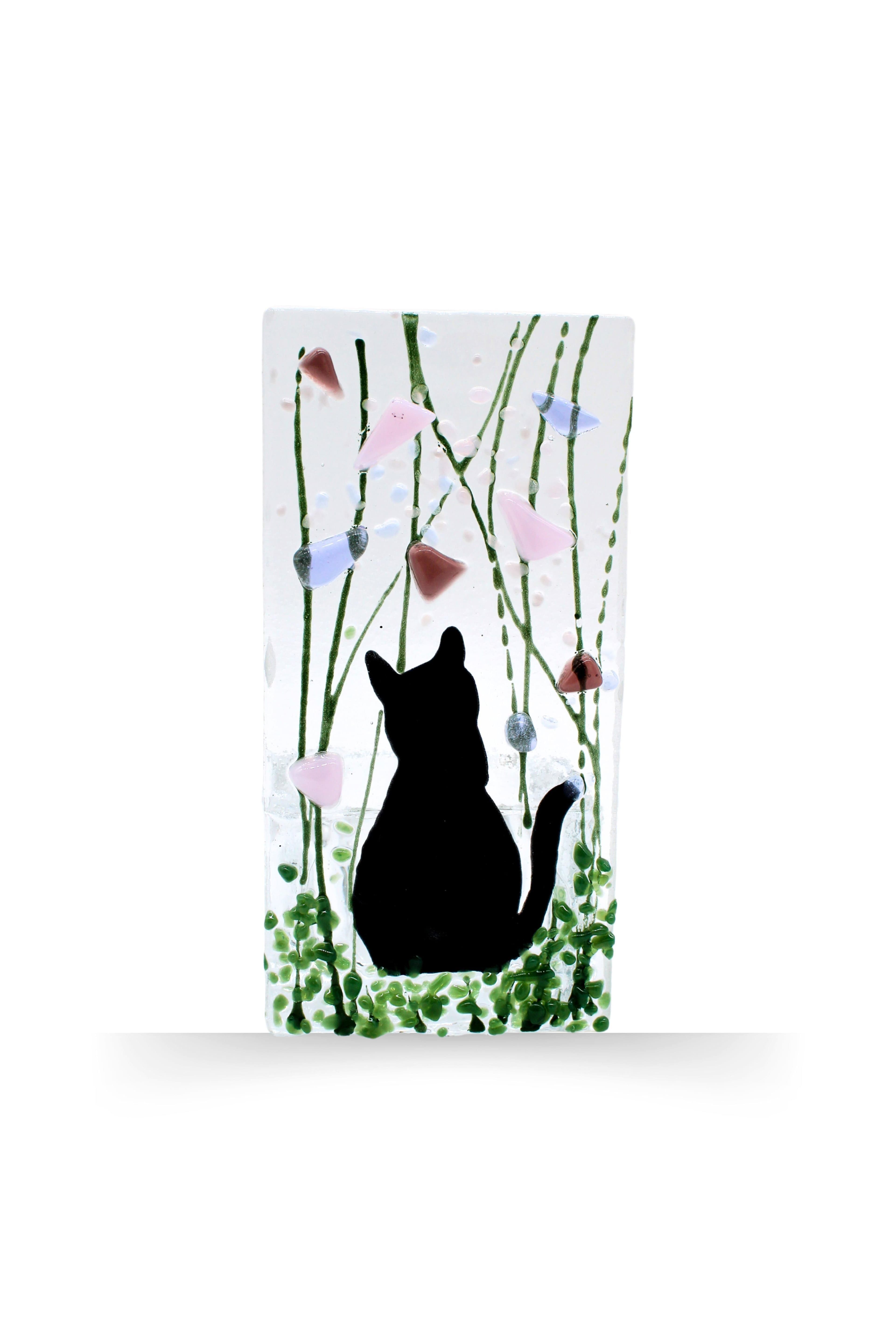 Handmade Fused Tea Light Holder Cat