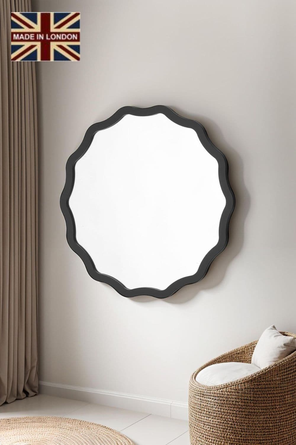 Ripple Framed Circular Wall Mirror 90x90cm