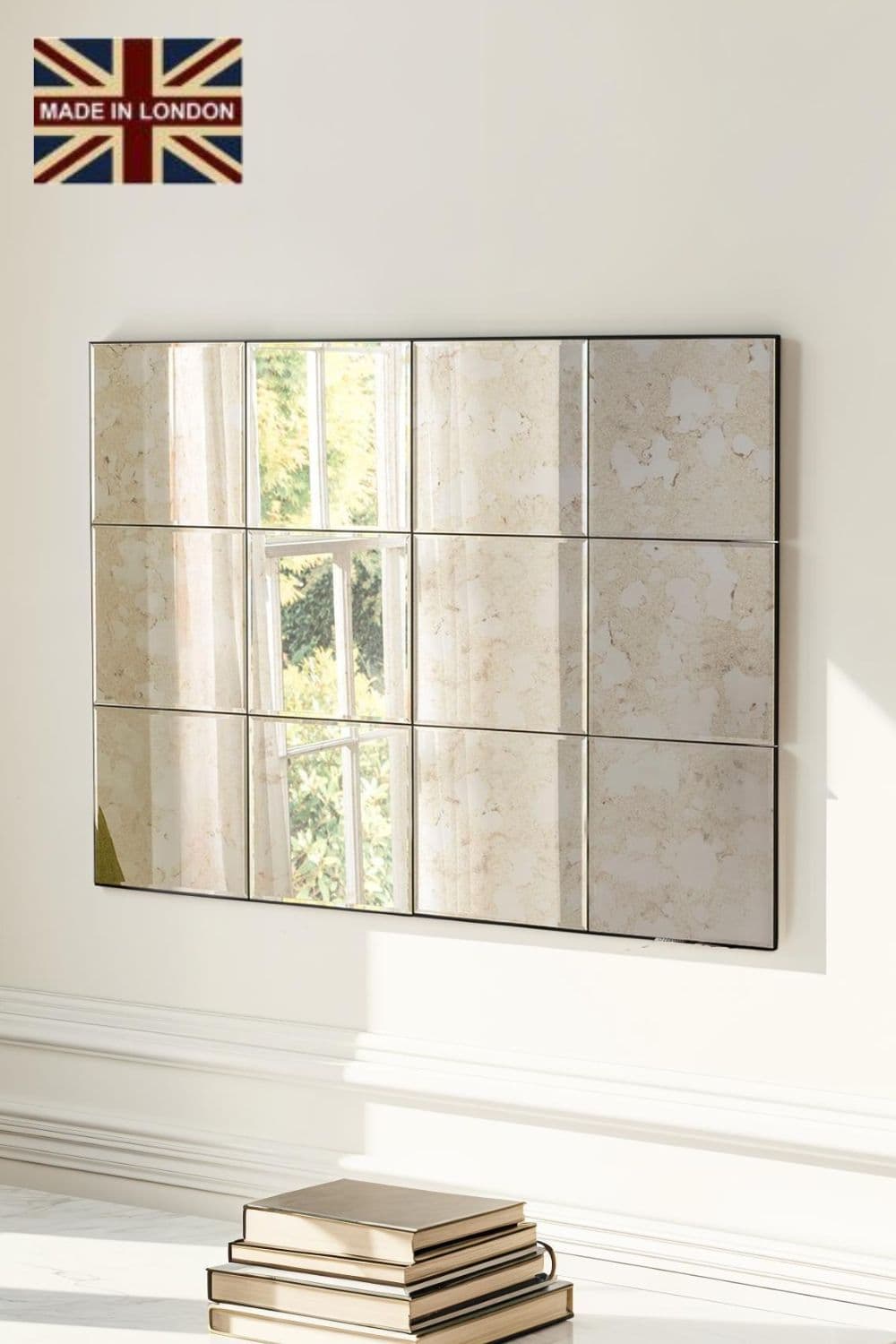 Antique mottled panelled Mirror 123x92cm