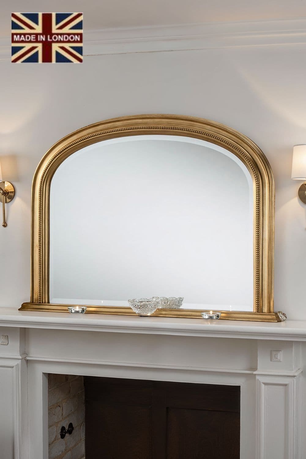 Beaded Overmantle mirror 112 x79cm