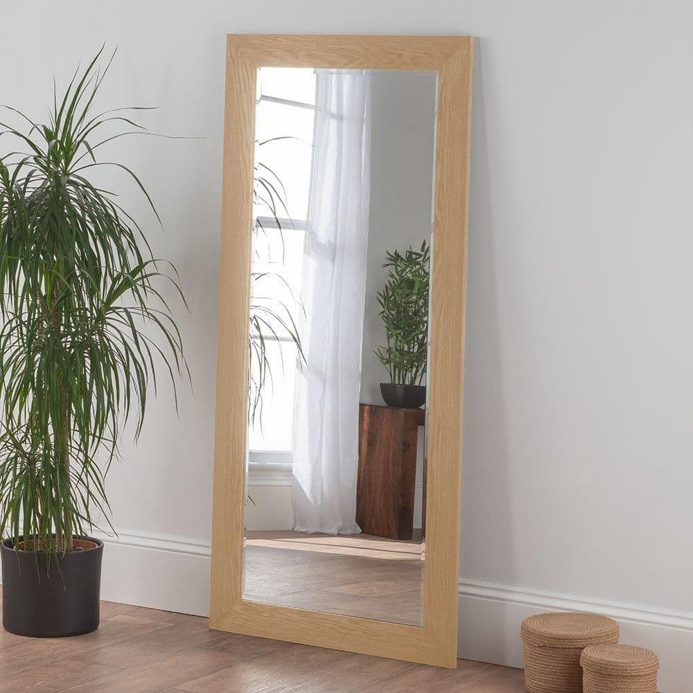 Oak Effect Framed wall mirror 169.5x78cm