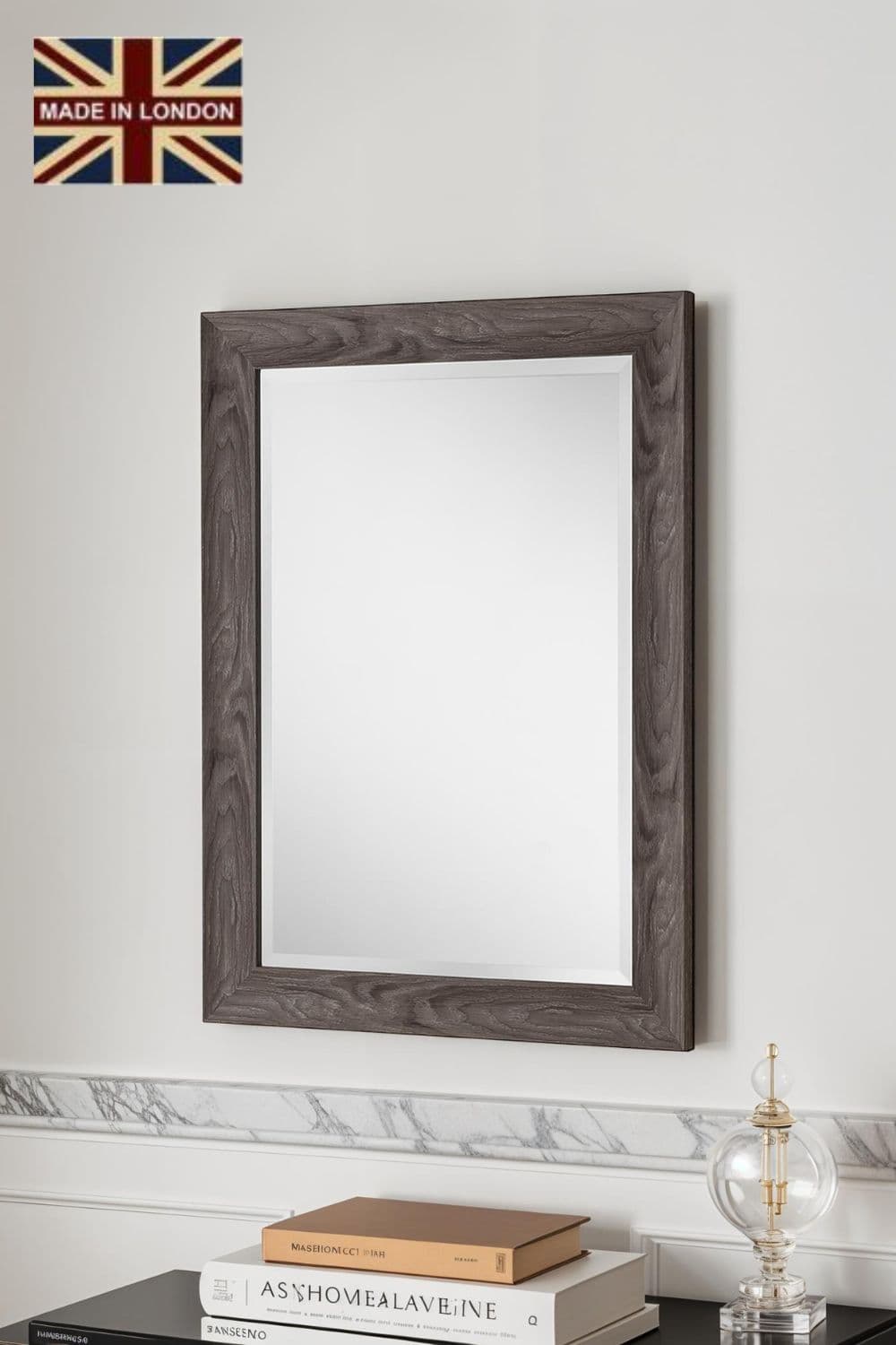 Rustic Wood Effect Scooped Framed Mirror 76x61cm