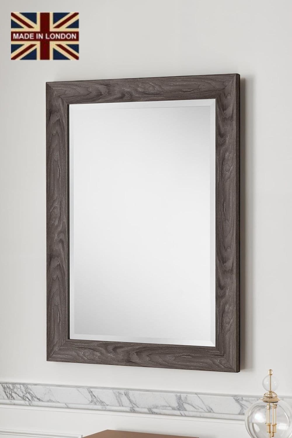Rustic Wood Effect Scooped Framed Mirror 101.5x73.5cm