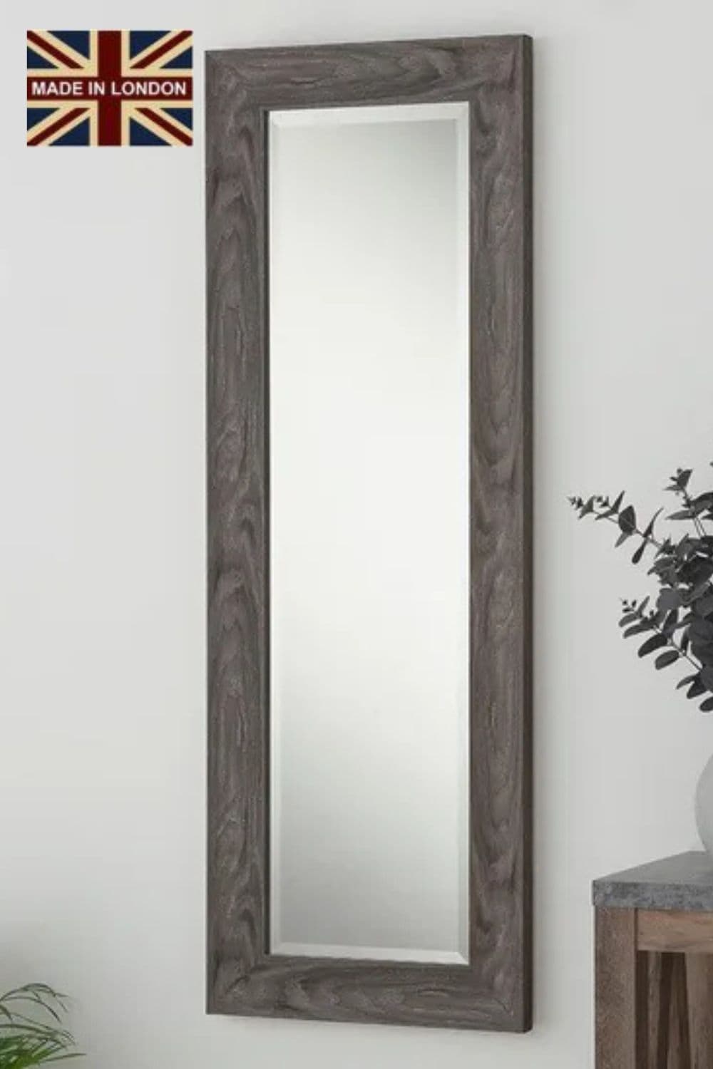 Rustic Wood Effect Scooped Framed Mirror 129.5x45.5cm