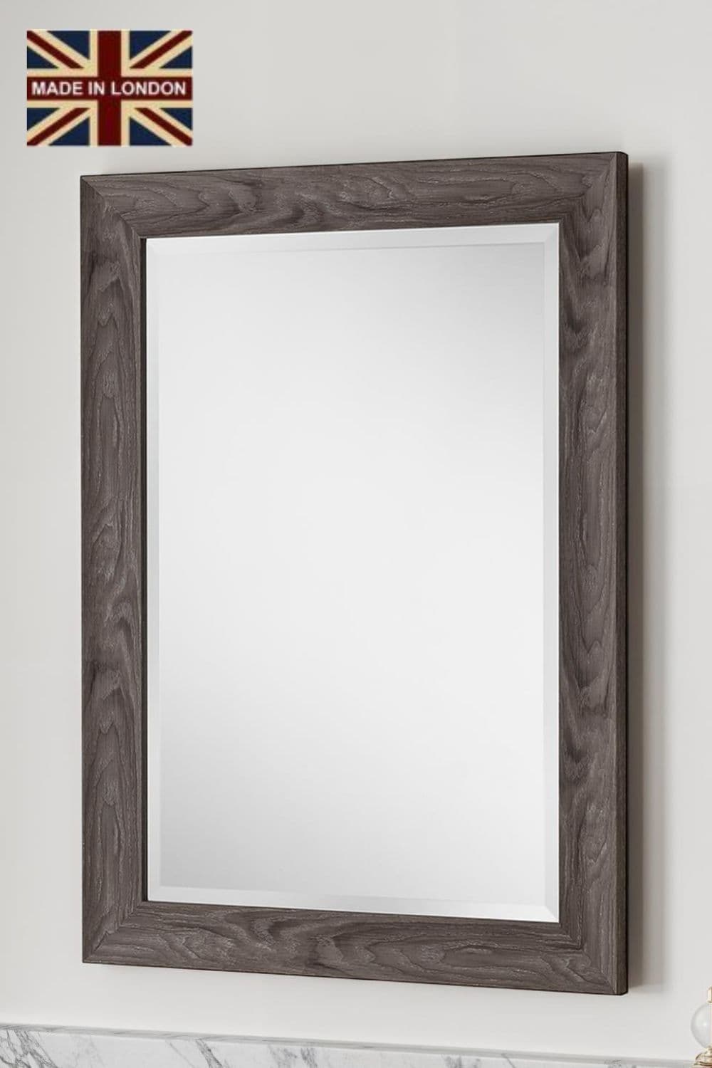 Rustic Wood Effect Scooped Framed Mirror 117x91.5cm