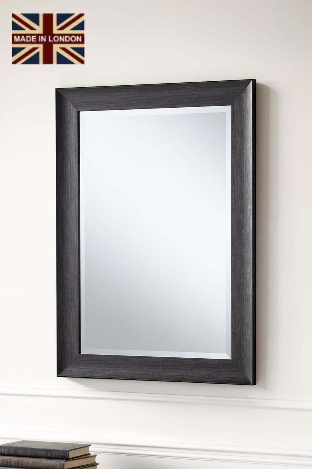 Charcoal Grey Scooped Framed Mirror 129.5x76cm