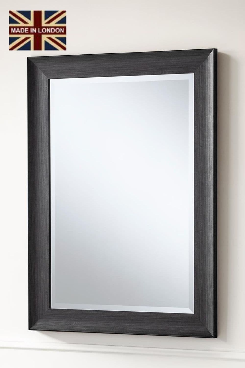 Charcoal Grey Scooped Framed Mirror 129.5x106.5cm