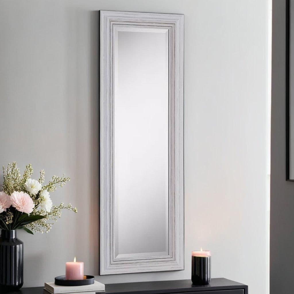 Distressed Framed Wall Mirror 128.5x44.5cm