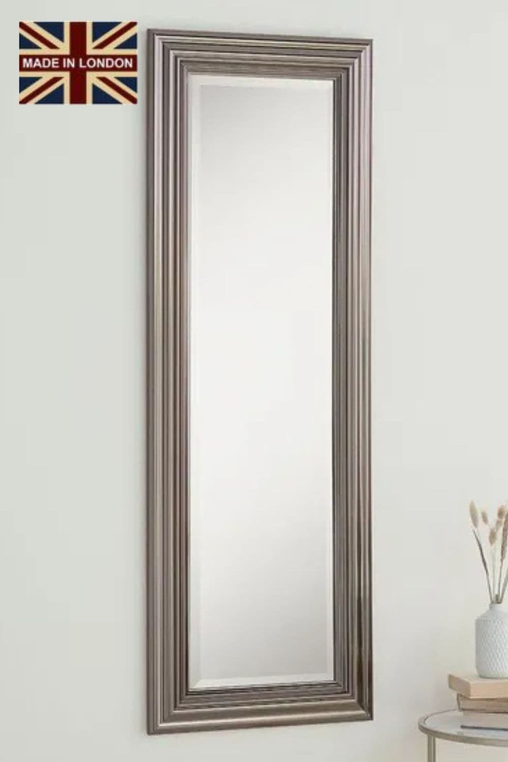 Dark Chrome Wall Mirror 128.5x45cm