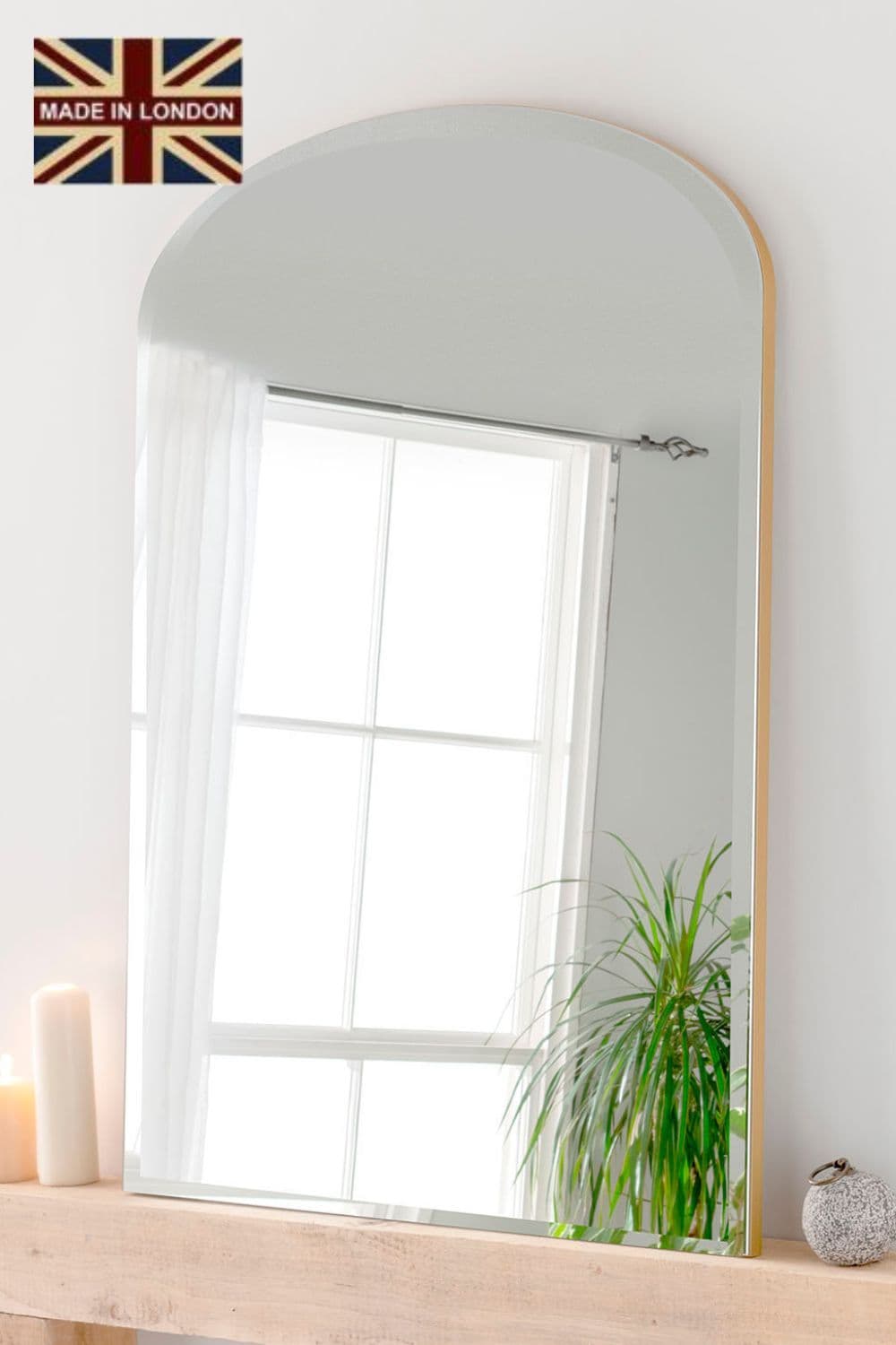 Minimal Bevelled Mantle Mirror 91 x 120cm
