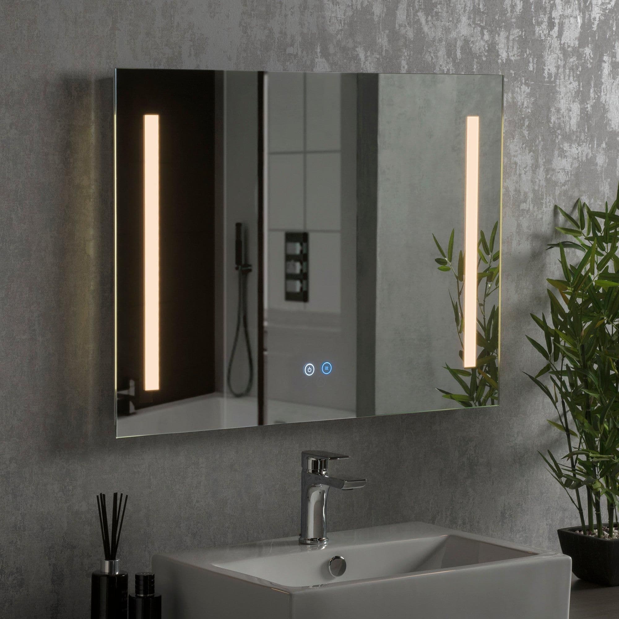 LED Landscape Bathroom Mirror 80 x 60cm Dimmable Anti Fog