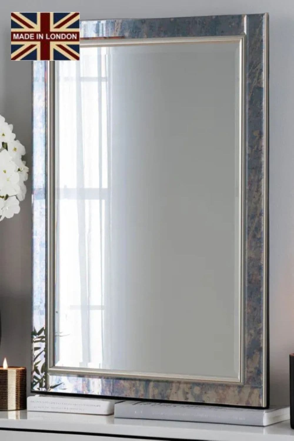 Antique Mottled Lunar Wall Mirror Bevelled