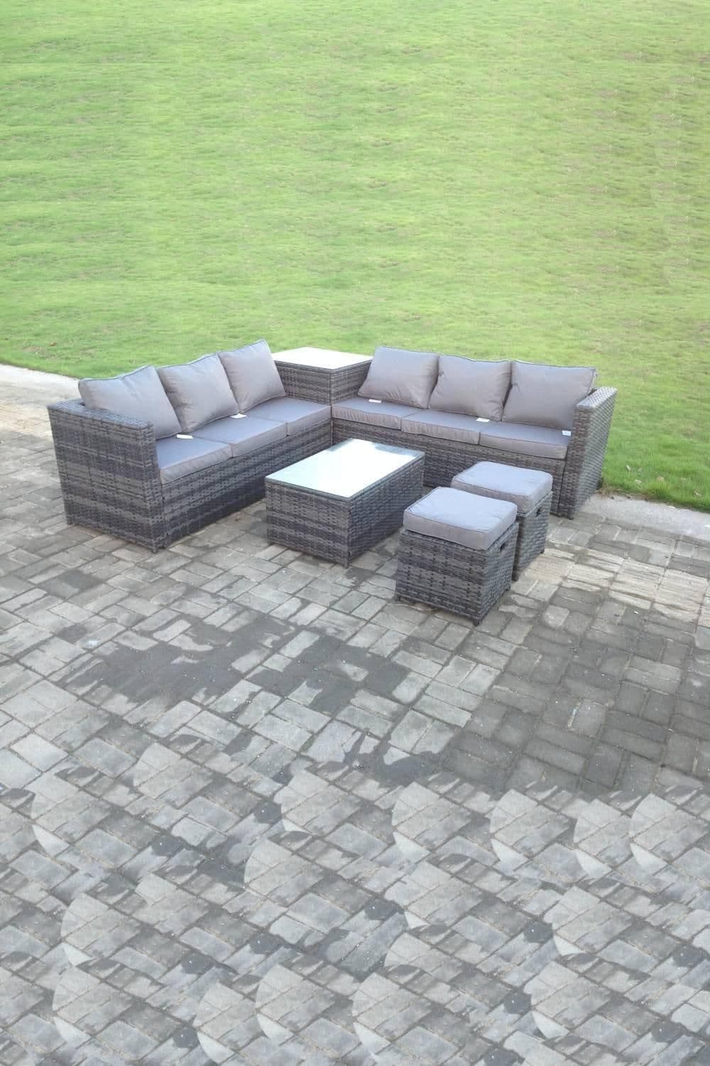 8 Seater Rattan Sofa Set 2 Coffee Tables Set Conservatory Outdoor Furniture