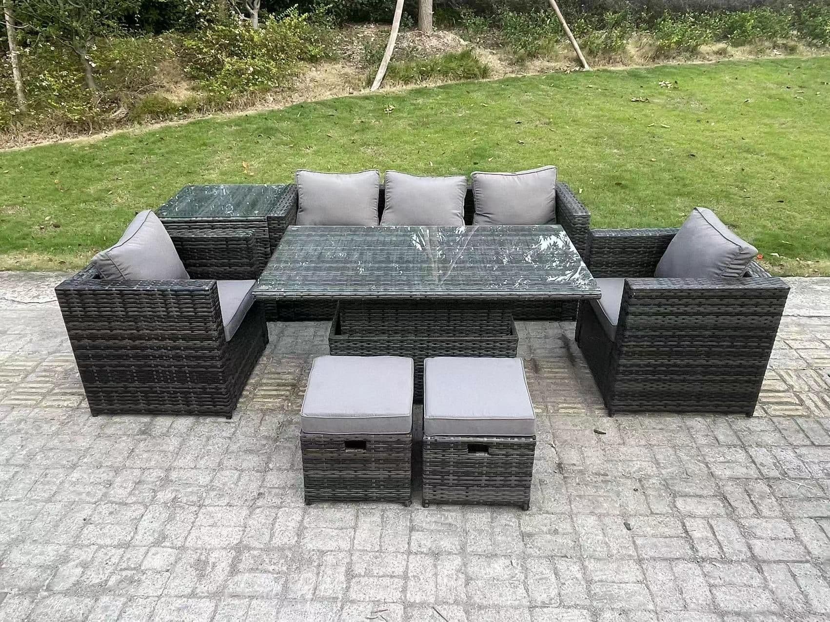 Height Adjustable Dining Table Lounge Sofa Set Foostools Coffee Table