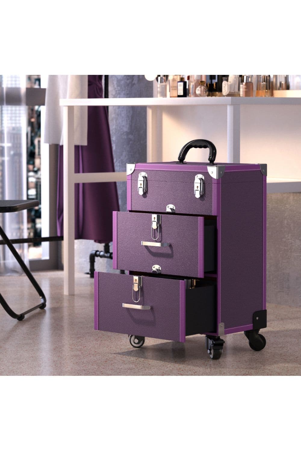 2 Drawers Portable Cosmetic Makeup Travel Case