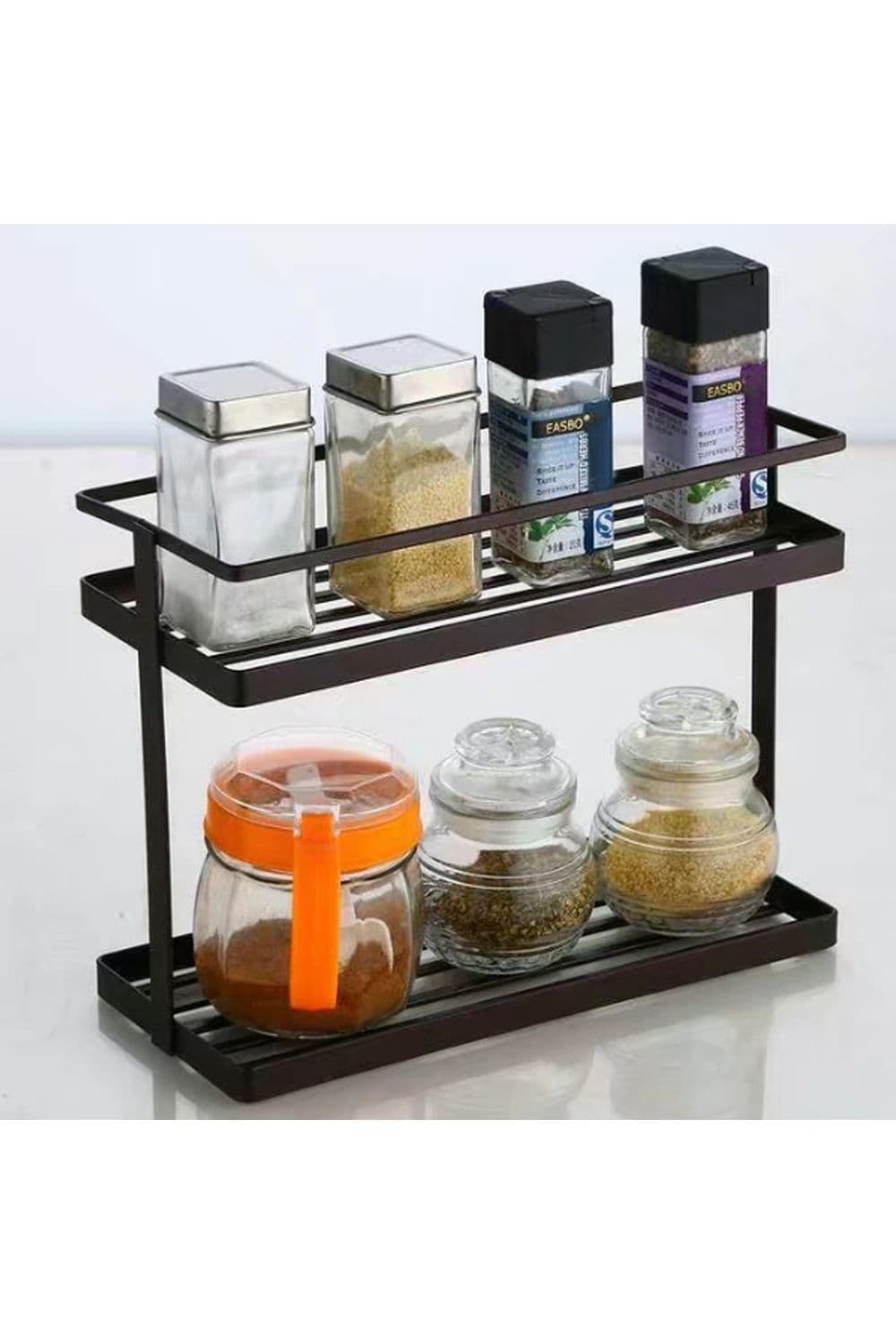 Kitchen 2-Tier Spice Cabinet Rack Organizer Bathroom Countertop Stand Racks