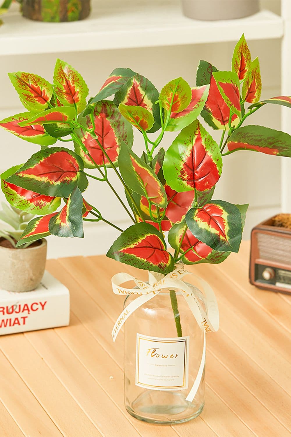 Fake Green Basil Leaves Greenery Branch Home Office Shop Decoration