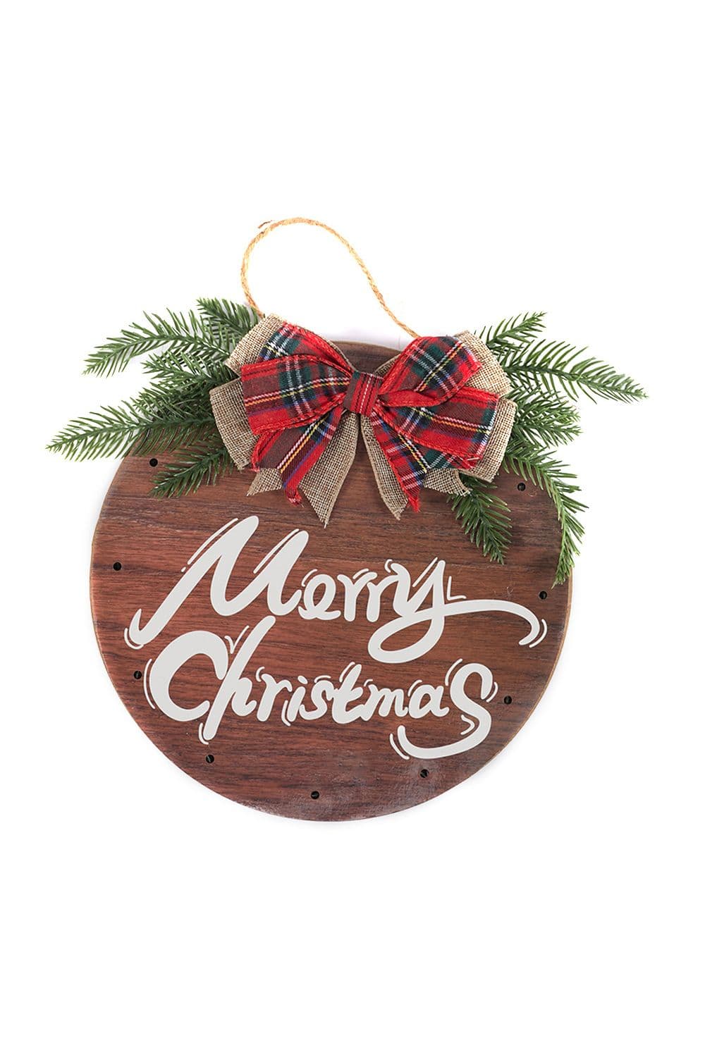D28.5cm Wooden Hanging Merry Christmas Sign Door Xmas Decor