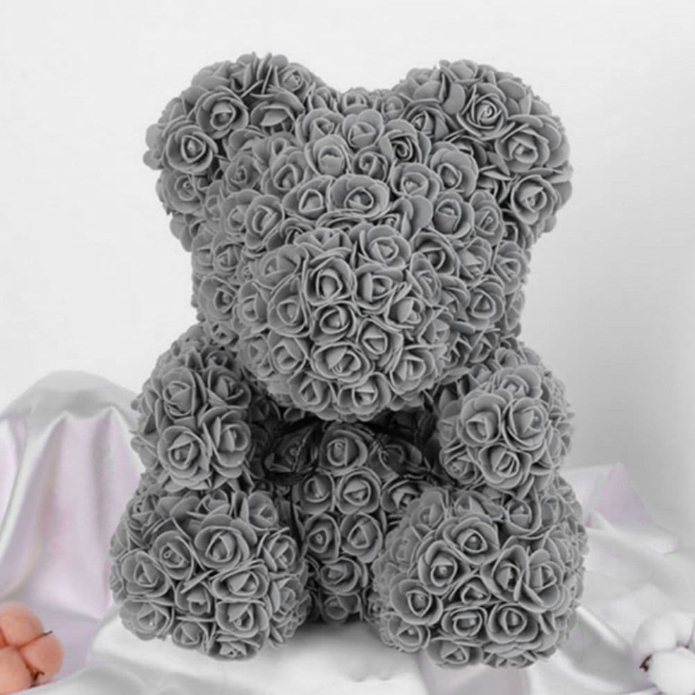 Artificial Rose Foam Bow Teddy Bear with Gift Box