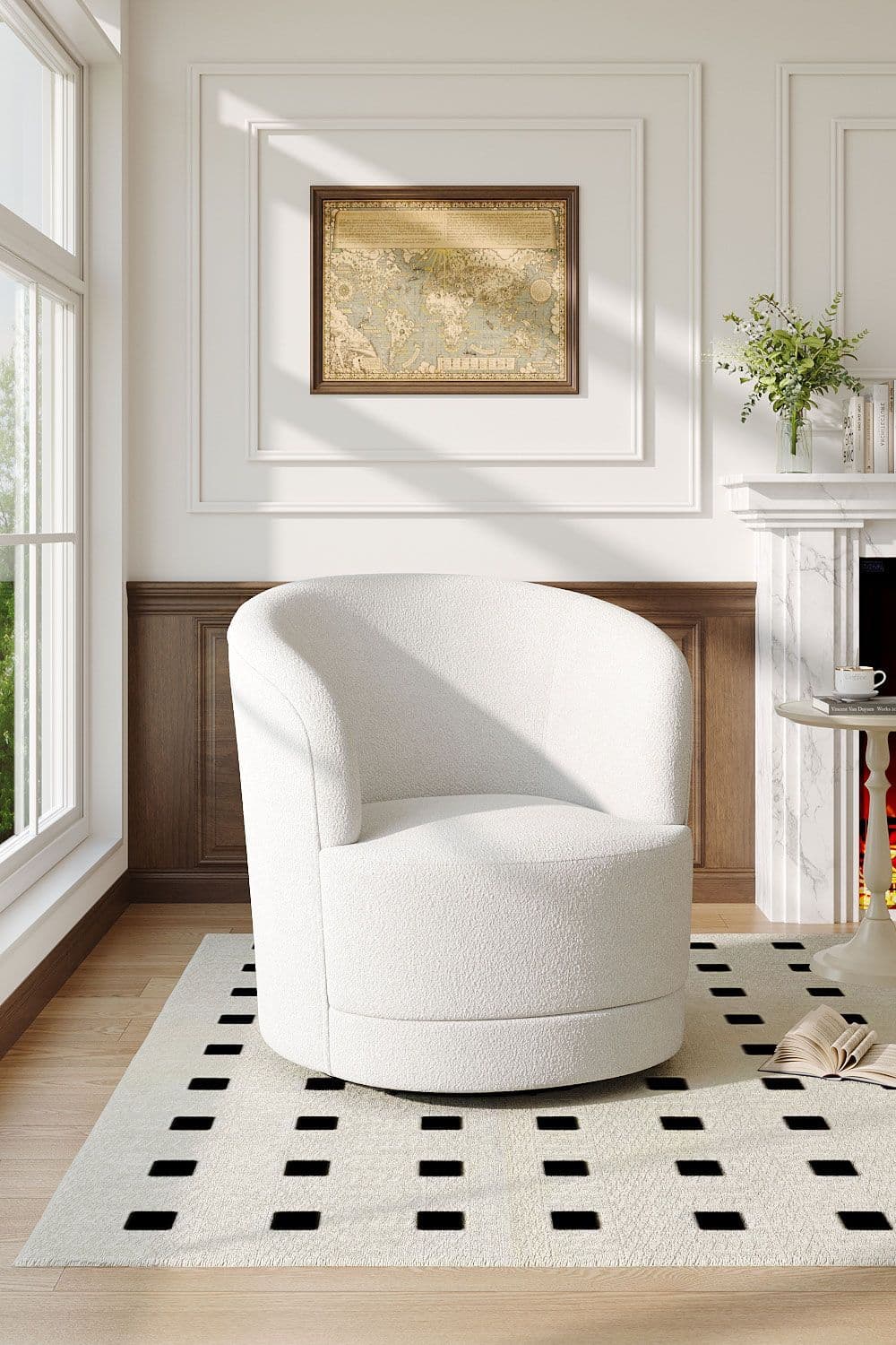 Teddy Velvet Upholstered Swivel Barrel Chair