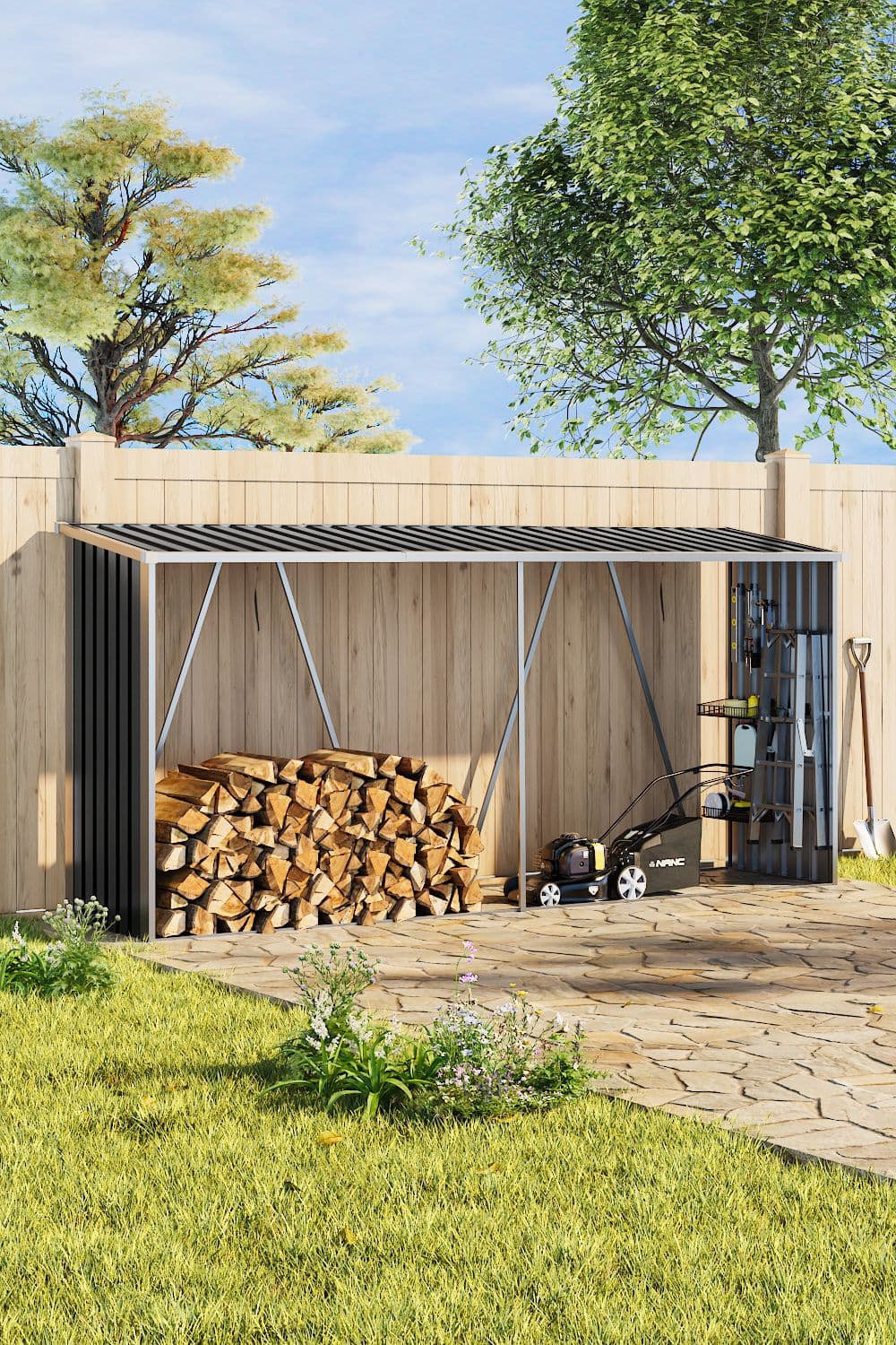 Zinc Steel Firewood Log Storage Shed