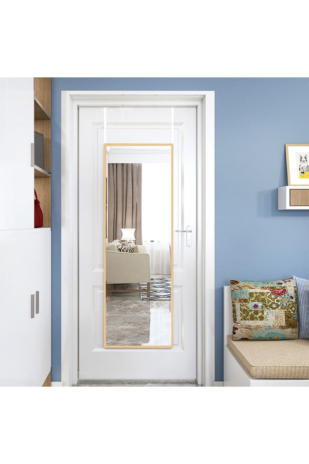 28cm W x 118cm H Gold Frame Over the Door Full Length Mirror