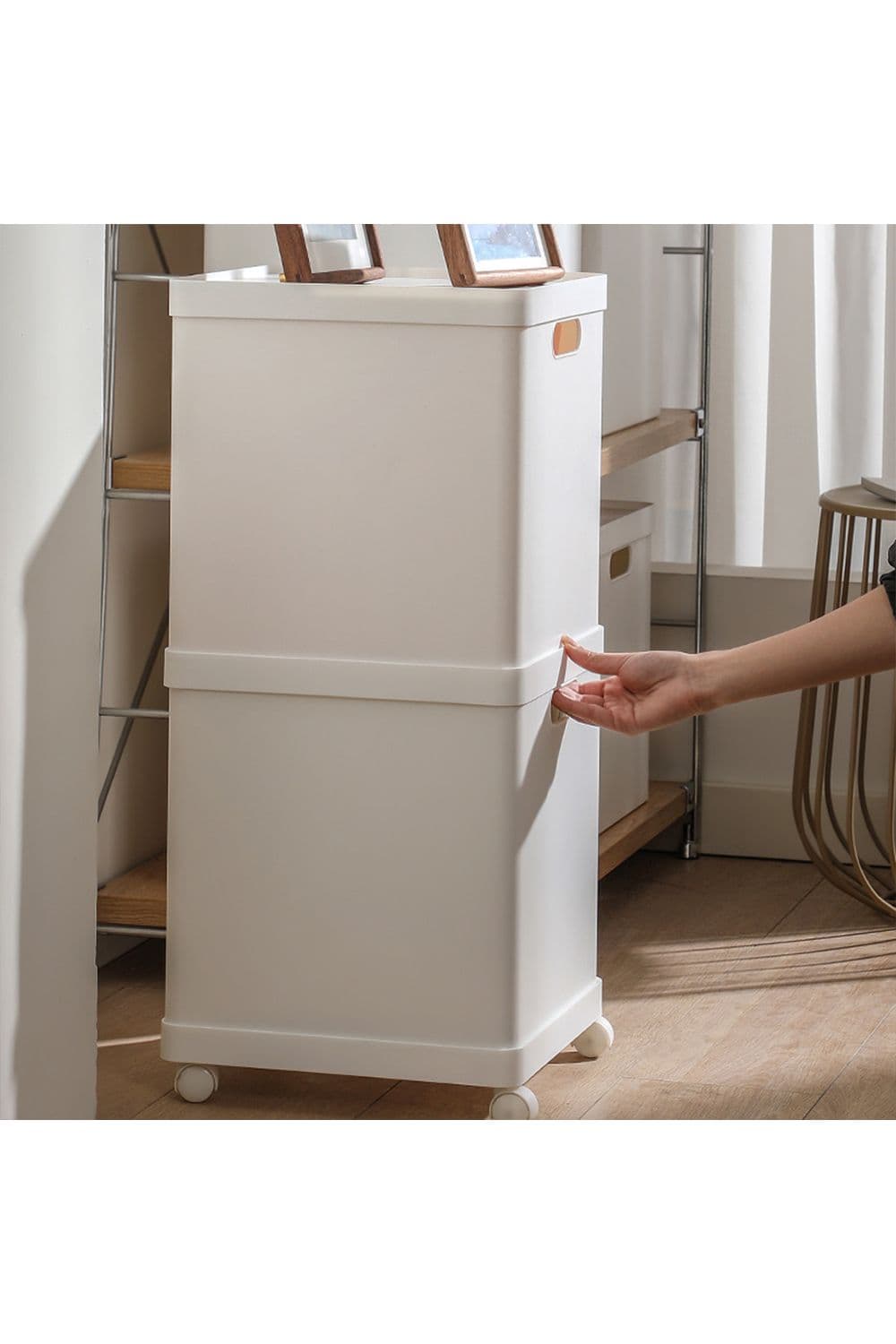 Stackable Plastic Storage Organizer with Wheels Bedroom