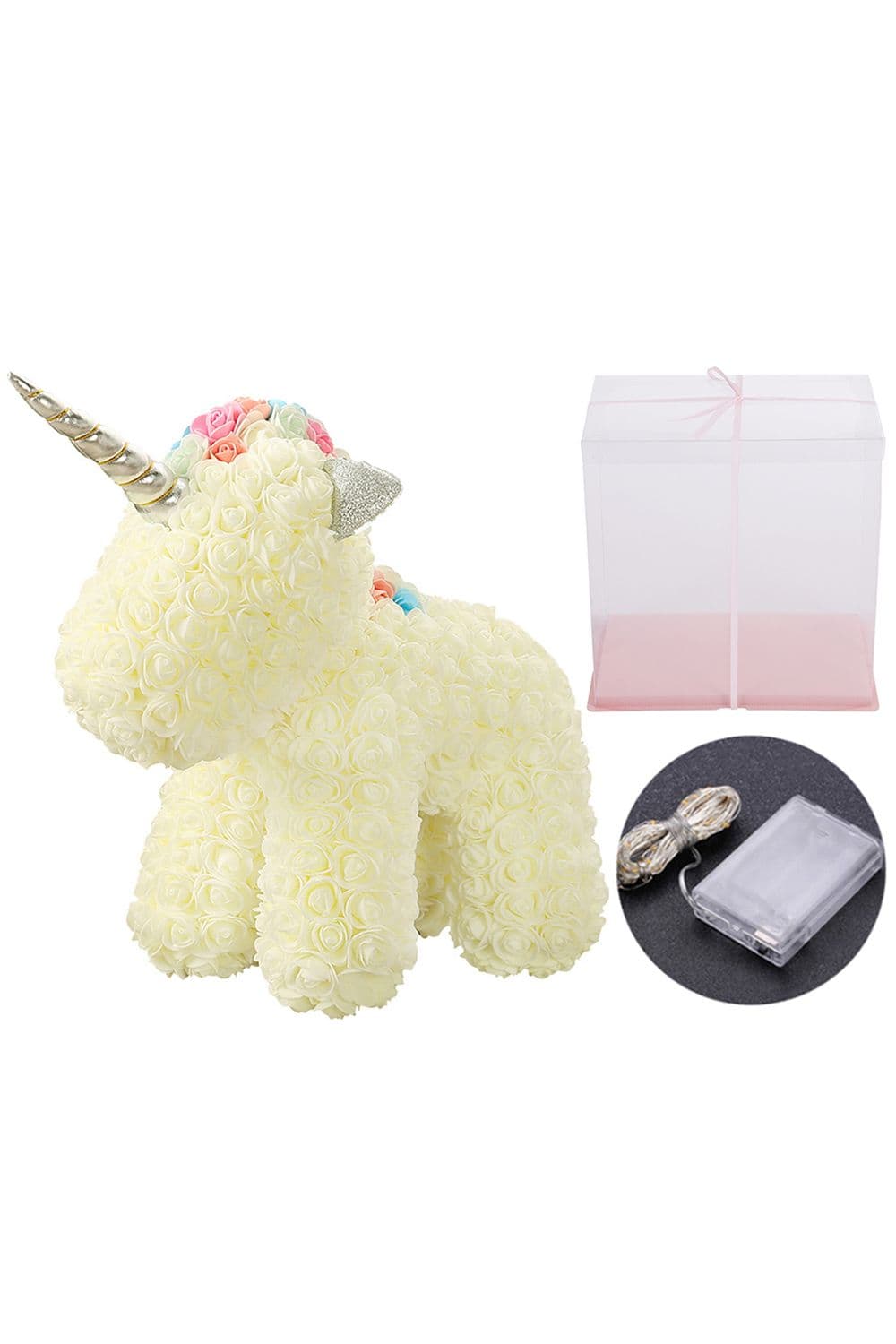 Artificial Rose Unicorn with Gift Box & Light