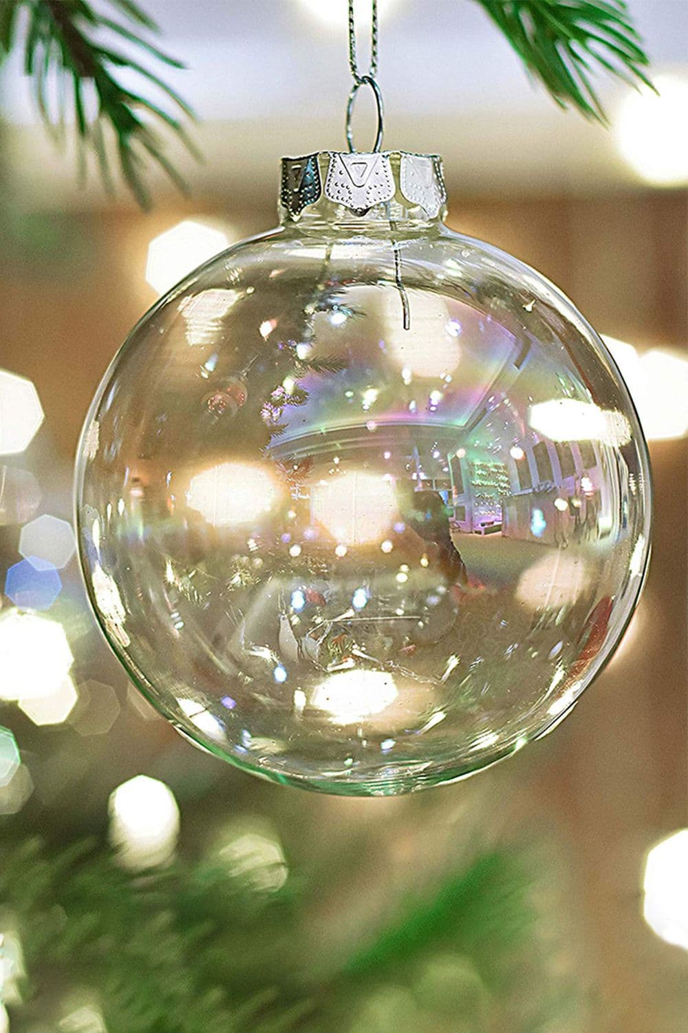 5 Pcs 6cm Rainbow Glass Ornament Balls for Christmas Tree Decor