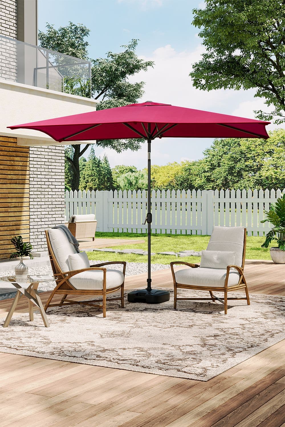 Waterproof Rectangular Parasol for Outdoor with Plastic Base