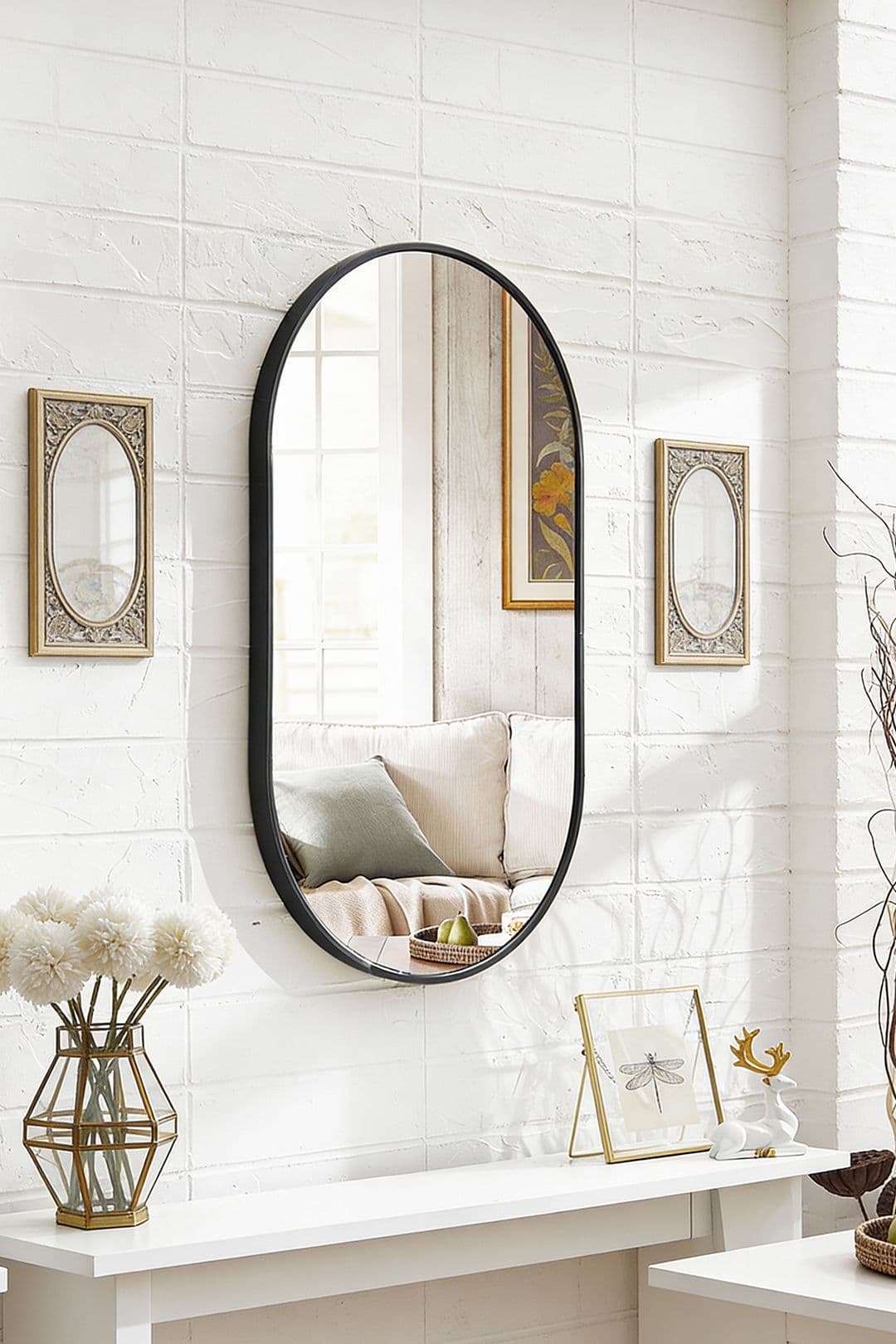 Modern Oval Metal Wall Mirror