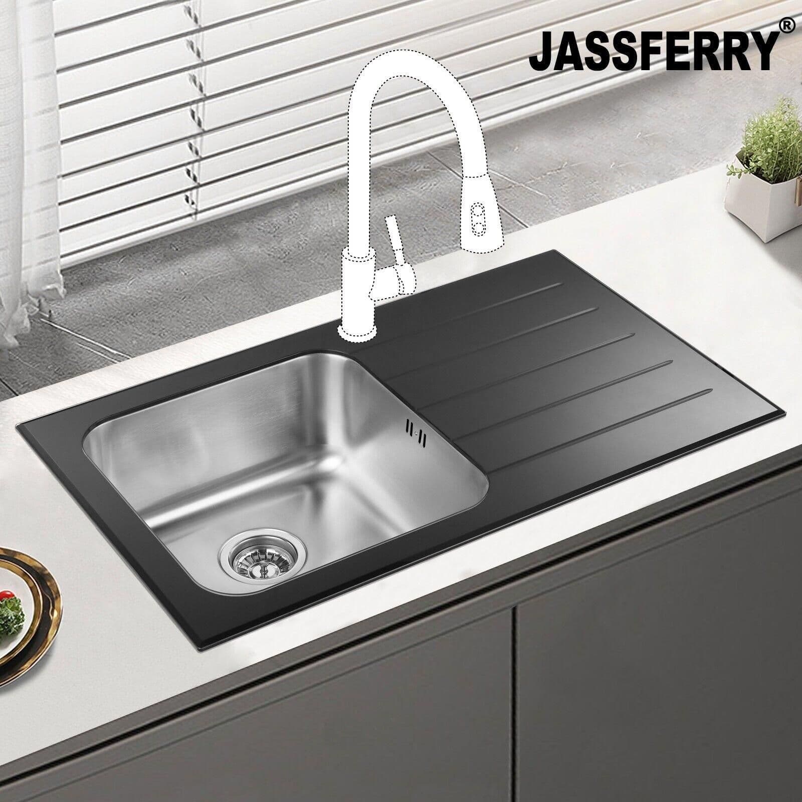 Glass Top Kitchen Sink Right Hand Drainer