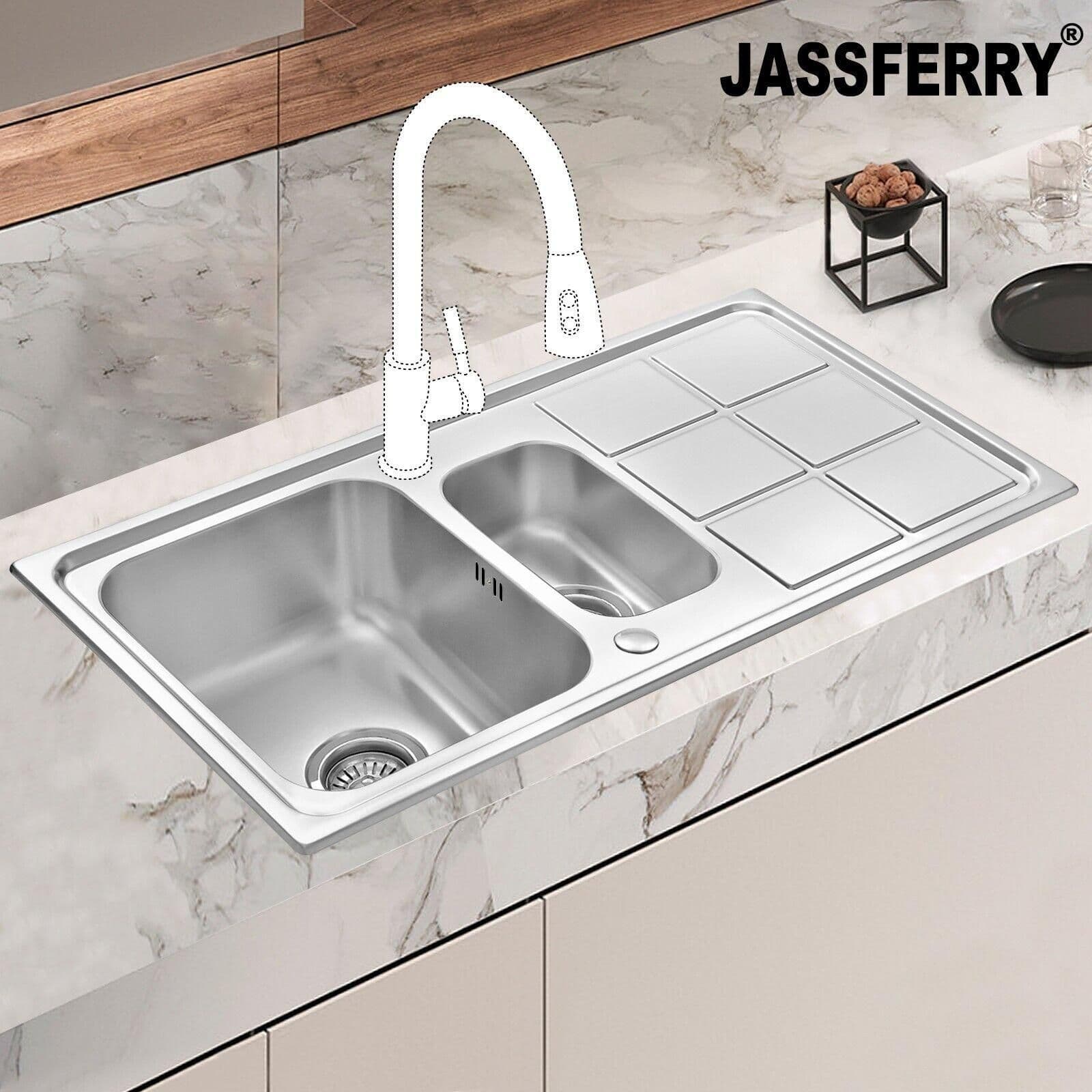 Stainless Steel Kitchen Sink 1.5 Bowl Reversible Drainer