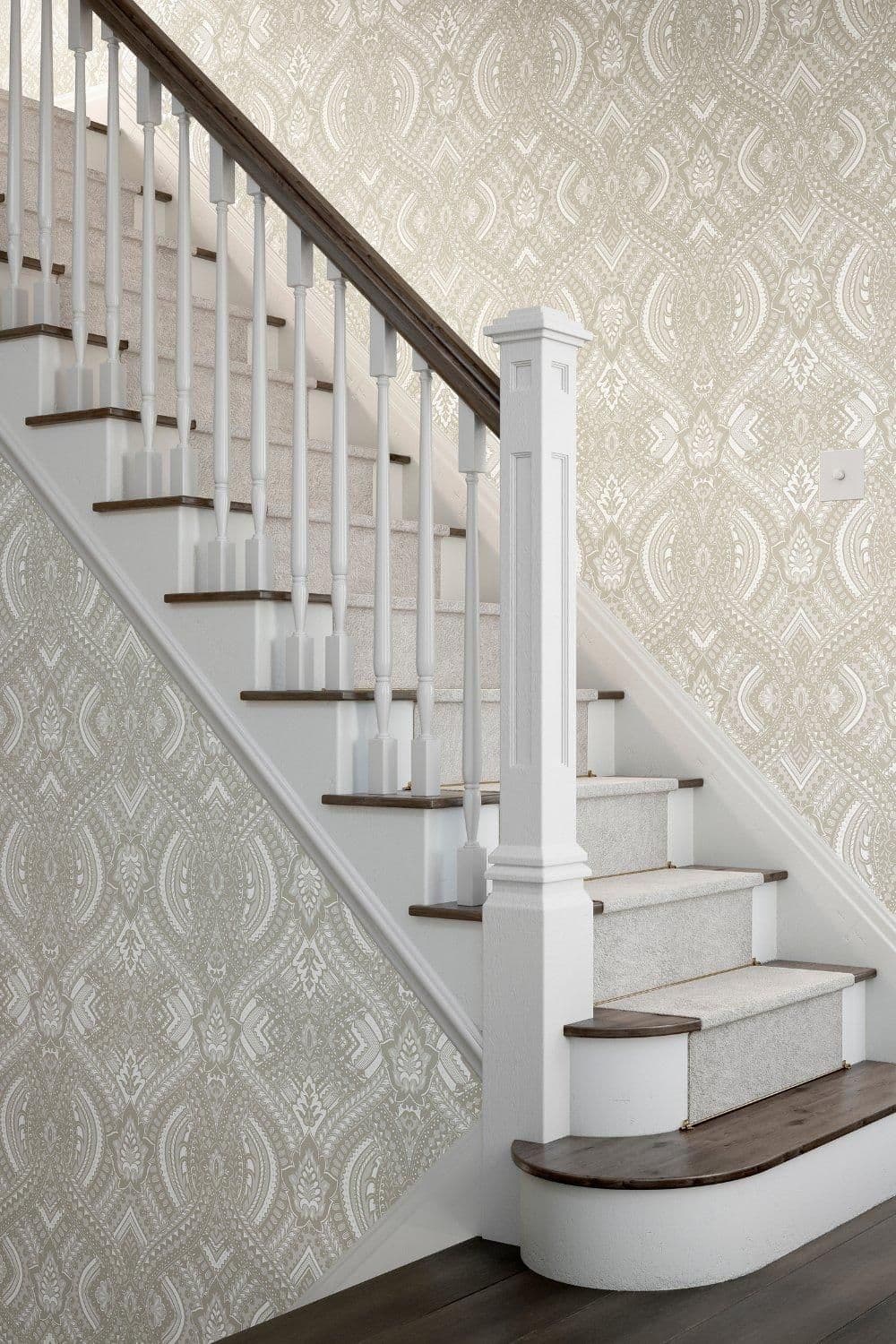 Ogee Damask Matt Wallpaper