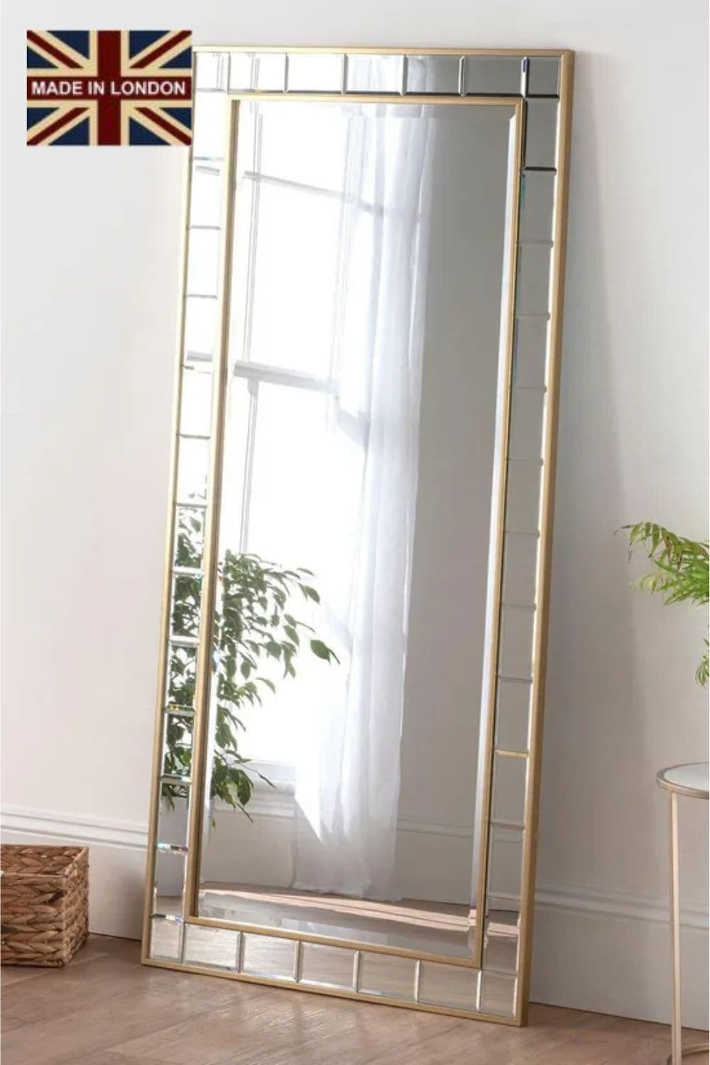 Full Length Brass Bevelled Mirror 173x81cm