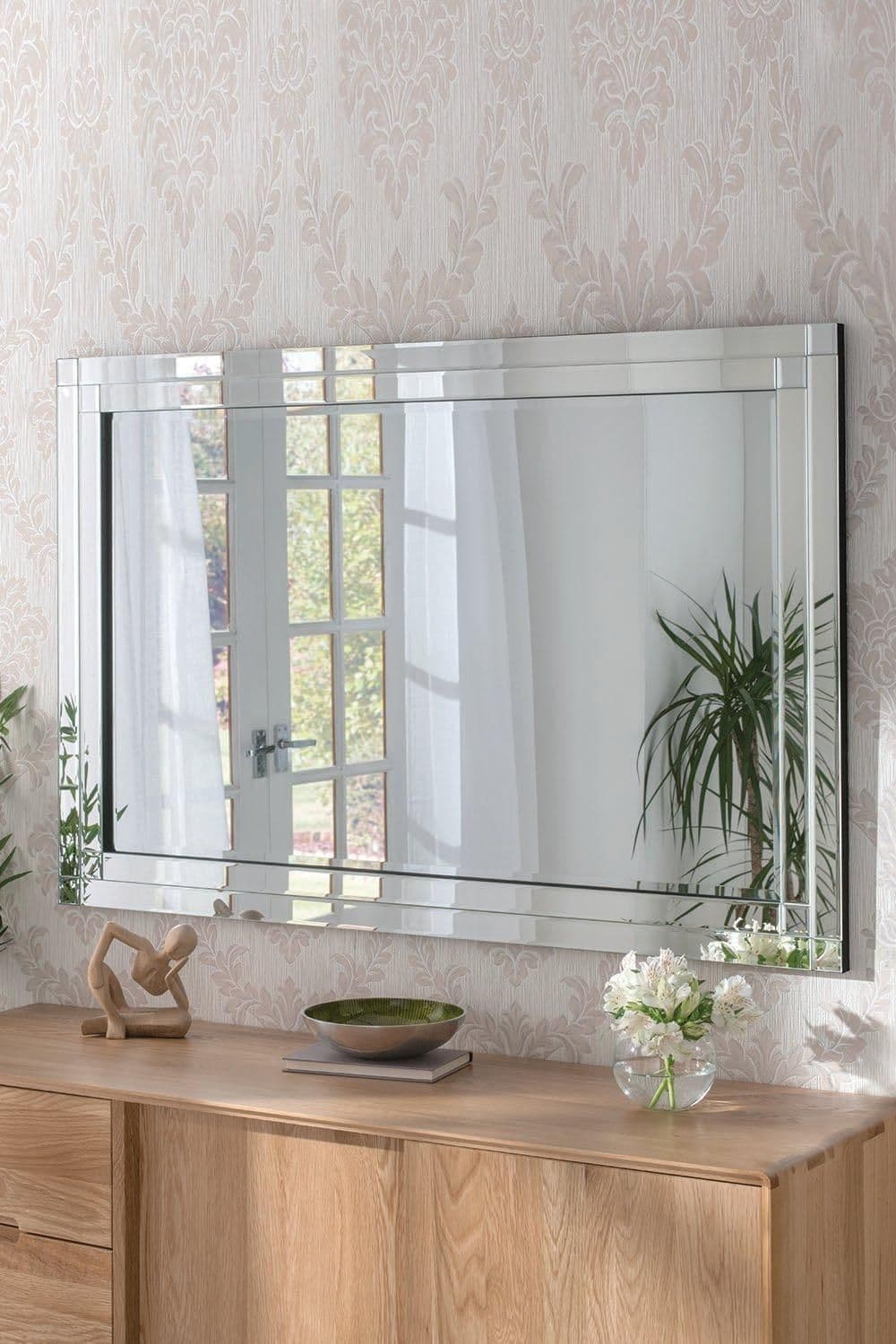 Double Bevelled Wall Mirror 90x60cm